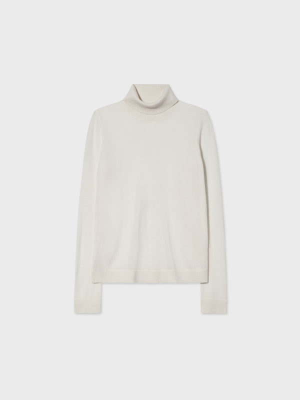 Slim Turtleneck in Fine Cashmere - Ivory - CO