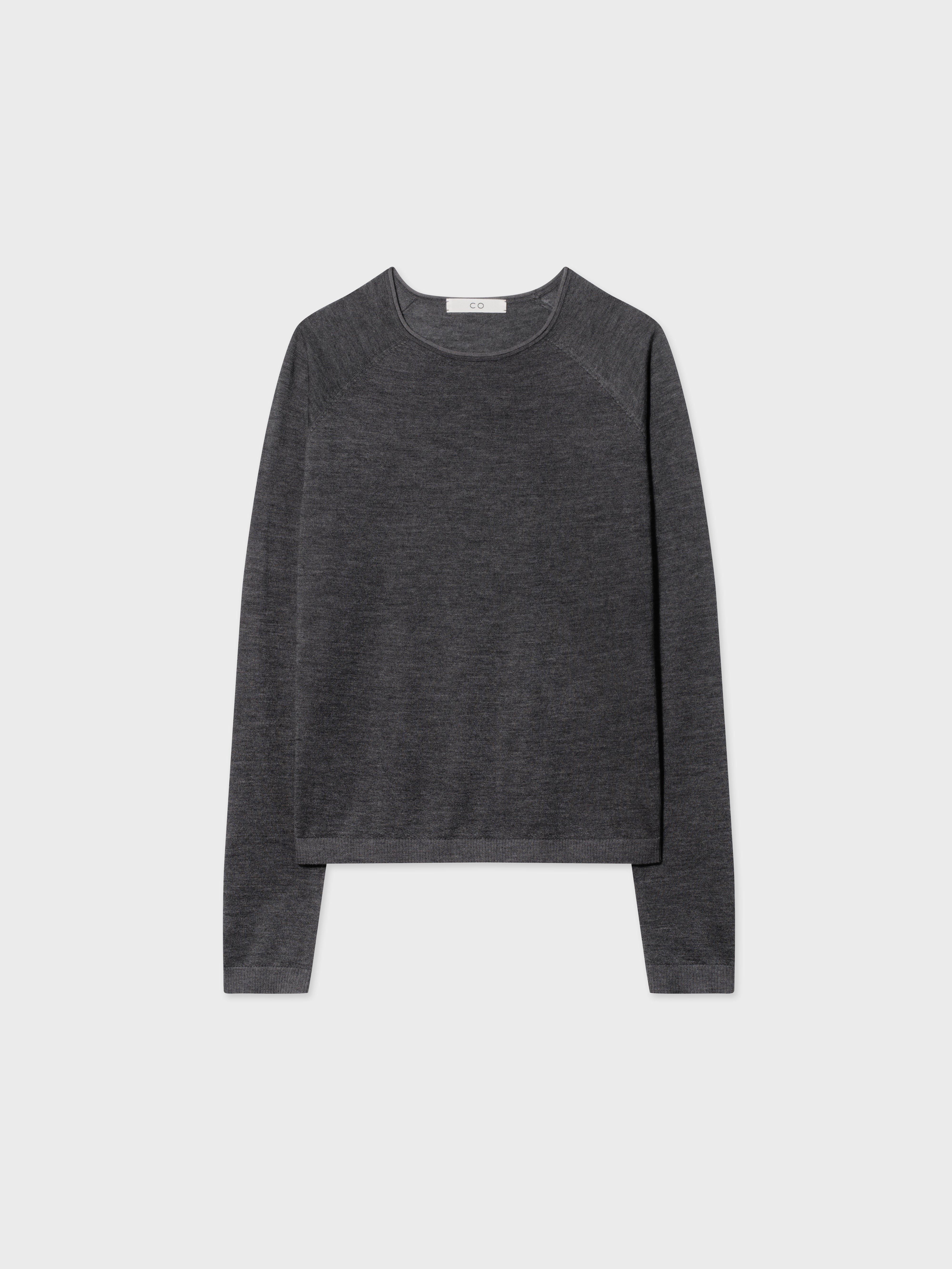 Raglan Crew in Fine Cashmere - Grey