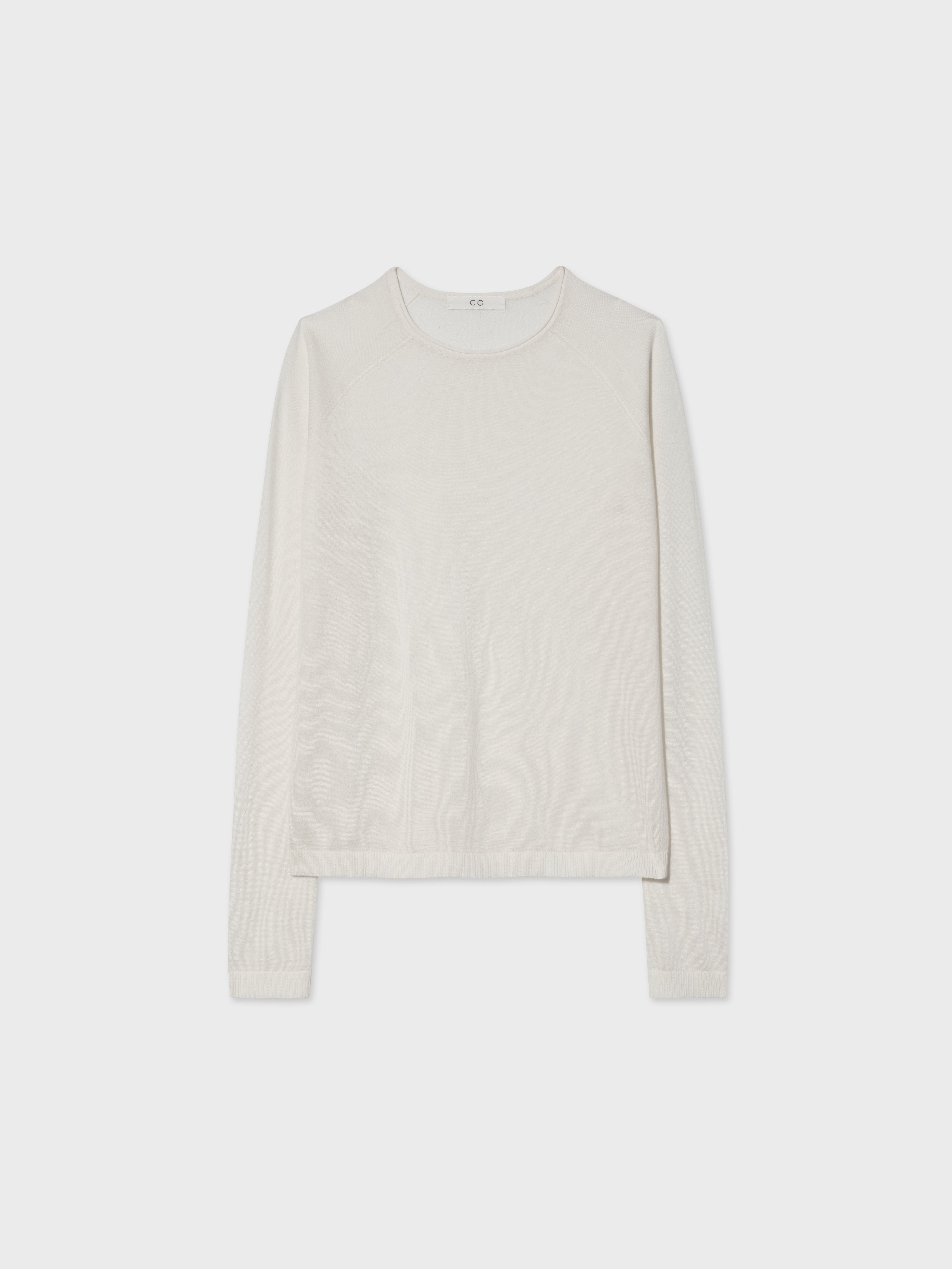 Raglan Crew in Fine Cashmere - Ivory