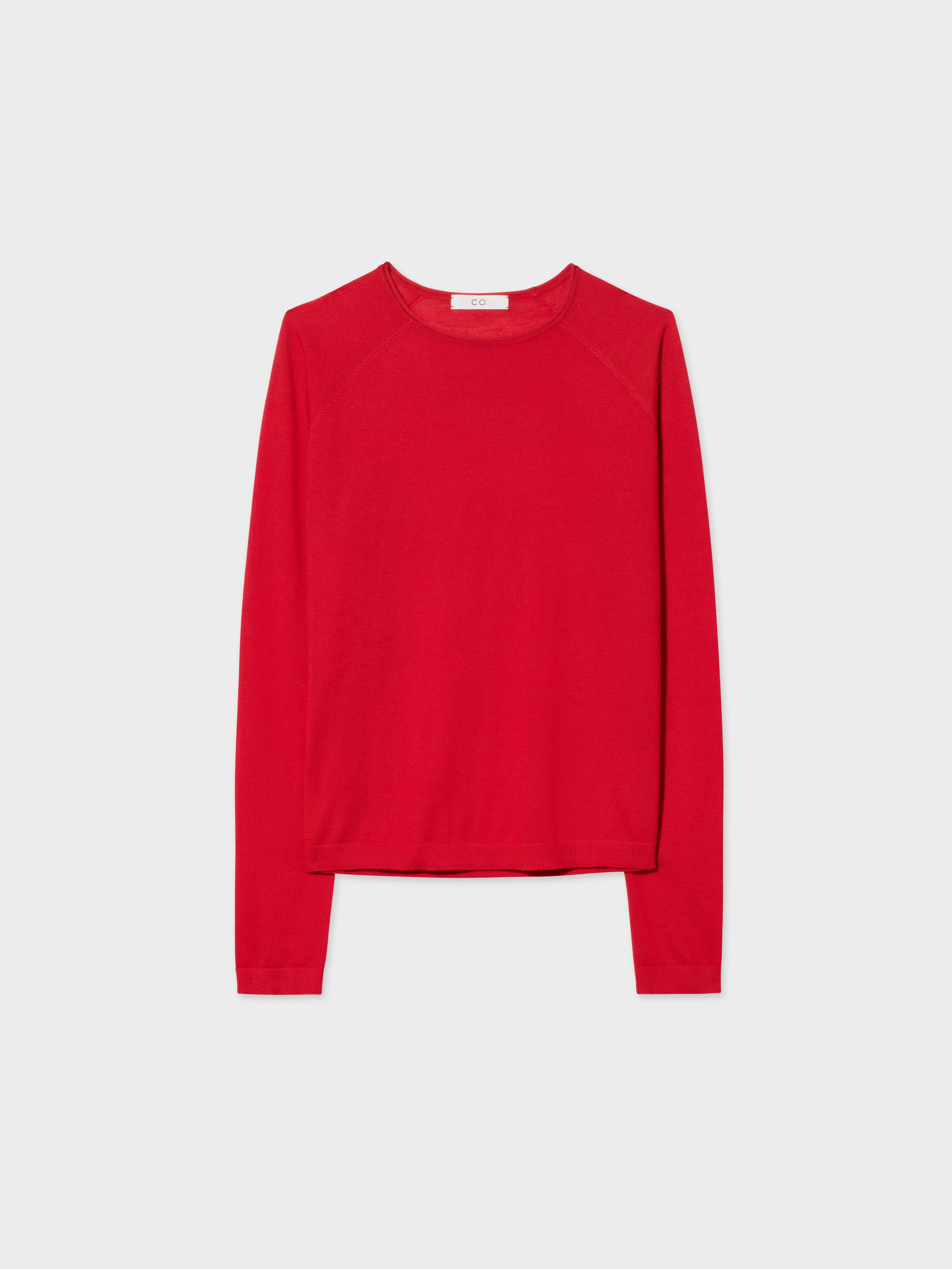 Raglan Crew in Fine Cashmere - Red