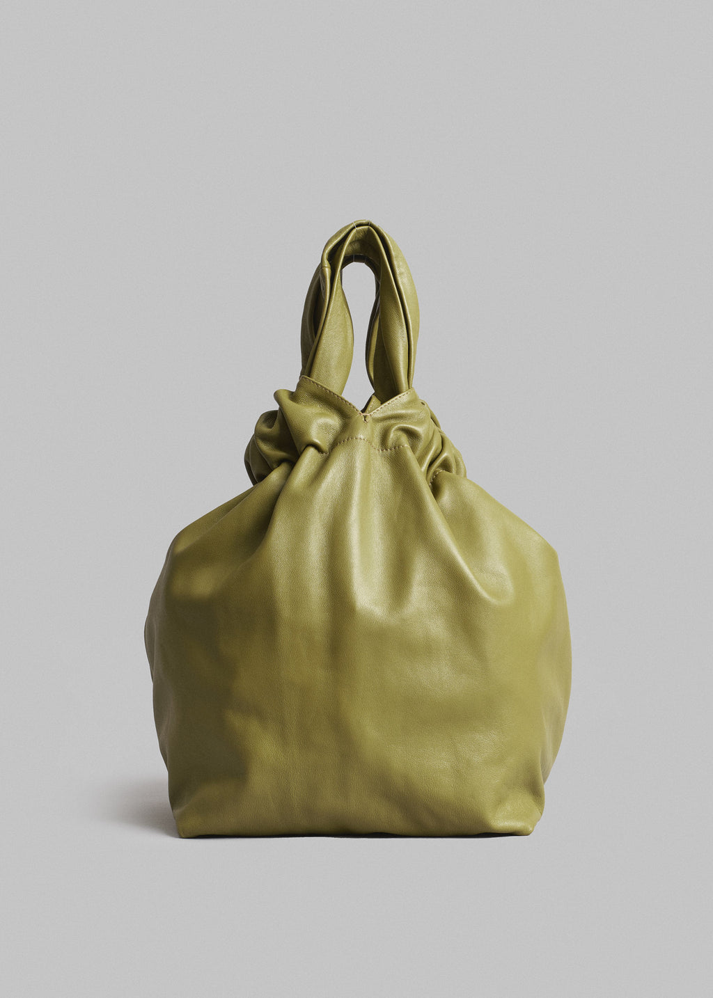 Small Drawstring Bag in Leather - Sage - CO