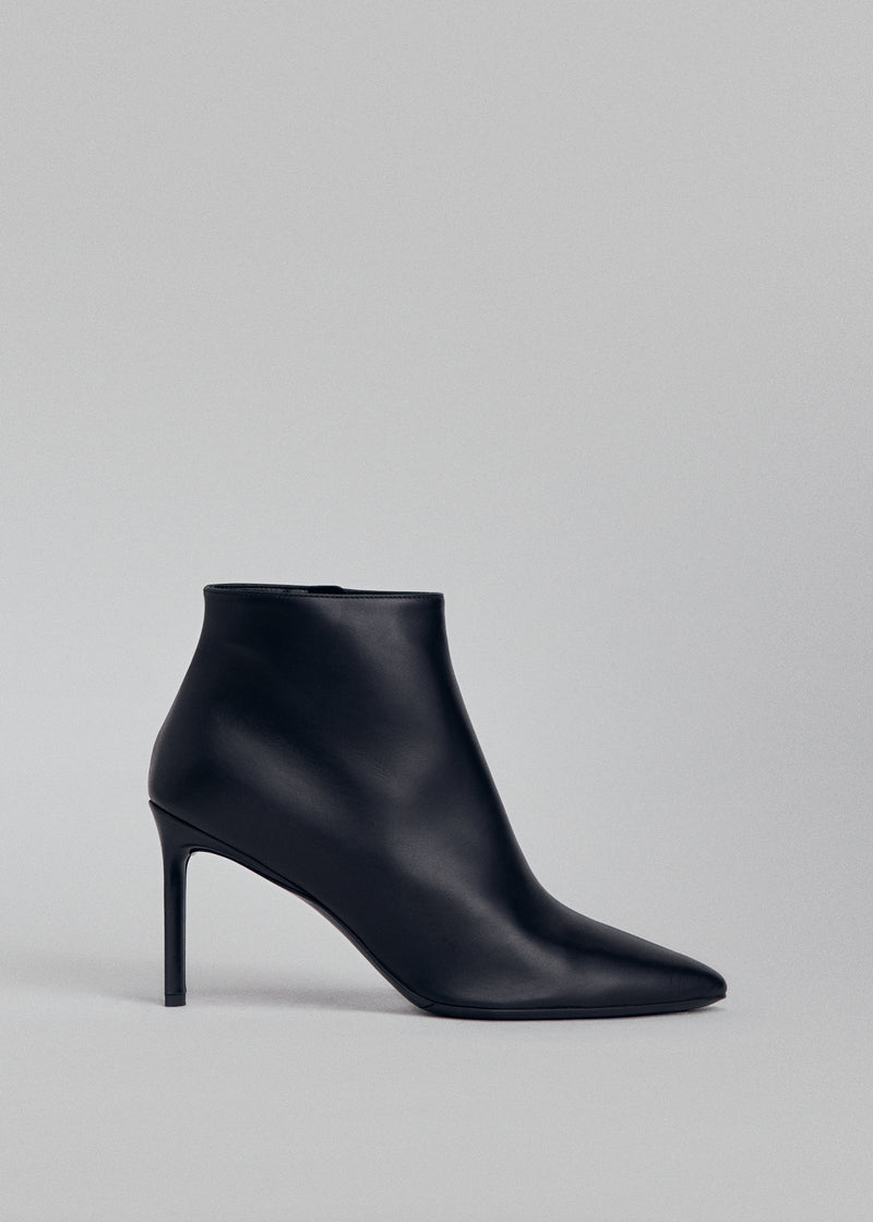 High Heel Ankle Boot in Smooth Leather - Black - CO