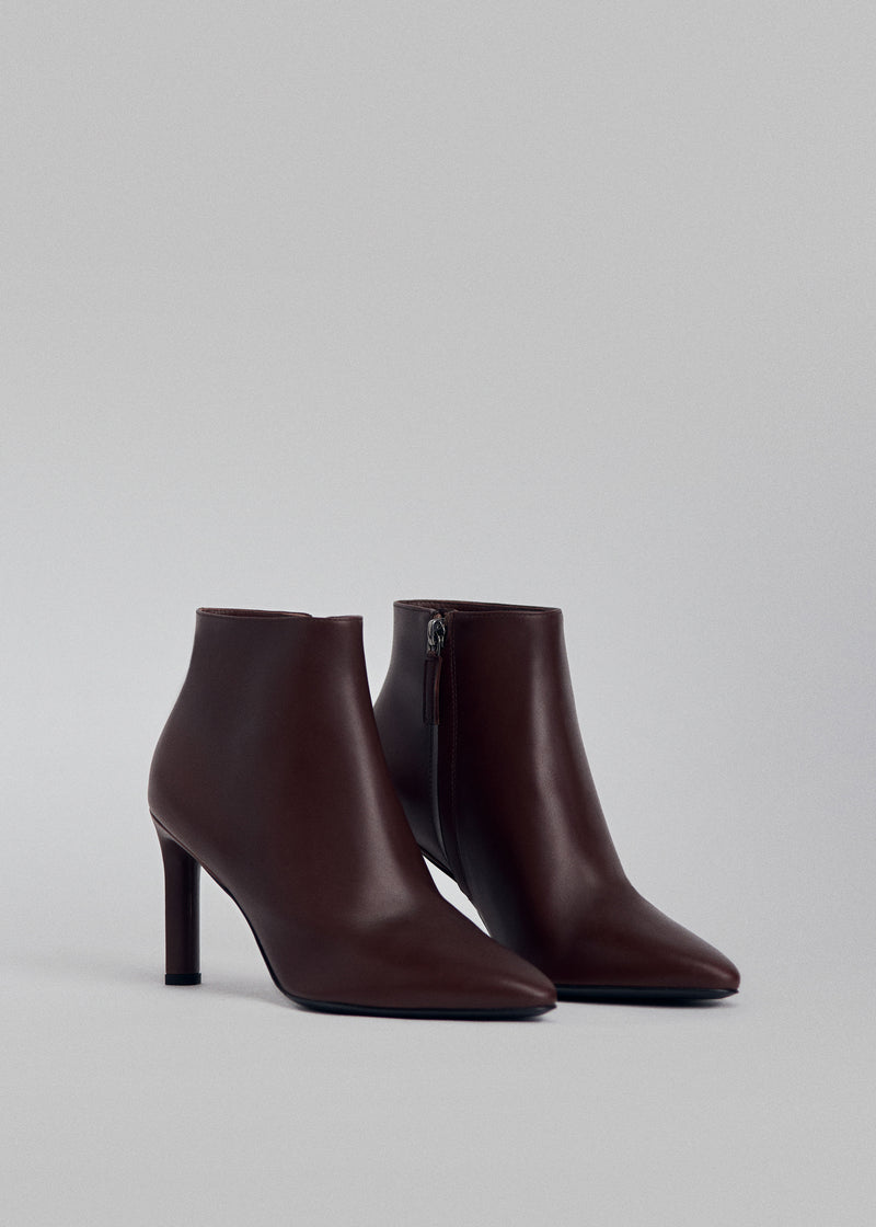 High Heel Ankle Boot in Smooth Leather - Brown - CO