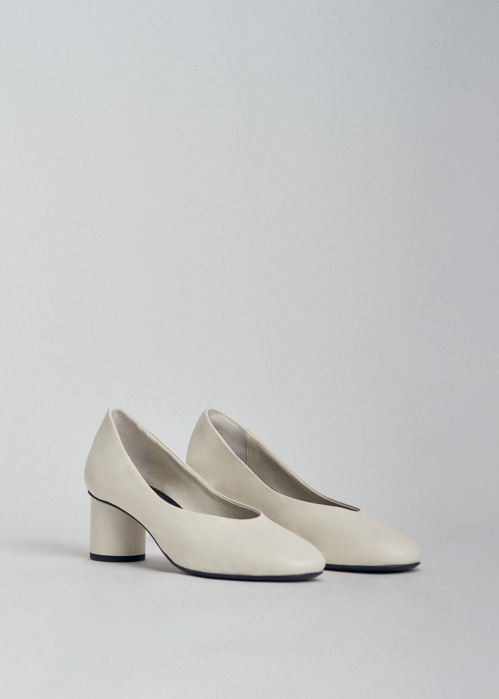 Pump Heel in Smooth Leather - Ivory - CO