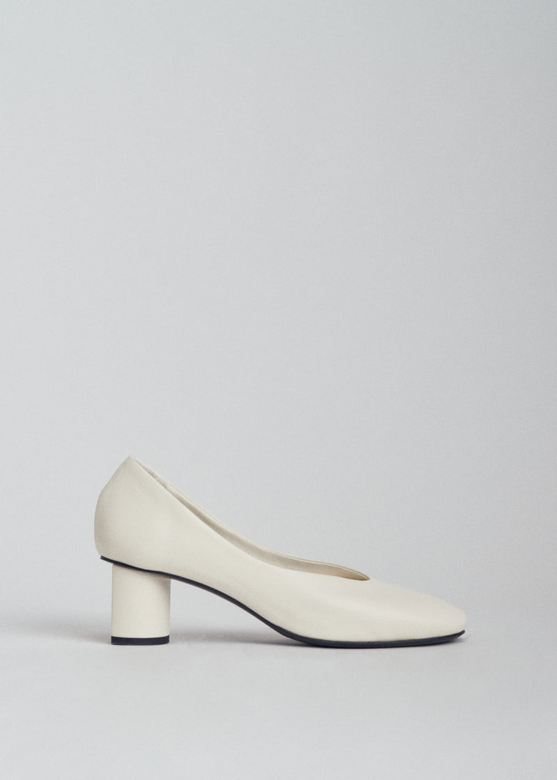Pump Heel in Smooth Leather - Ivory - CO