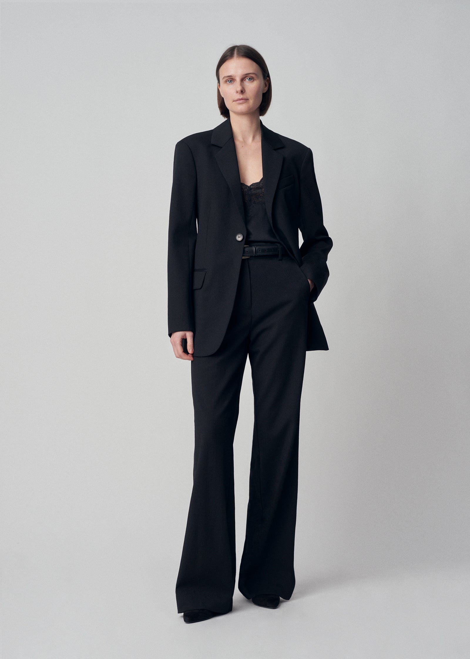 Tuxedo Pant in Virgin Wool - Black - CO Collections