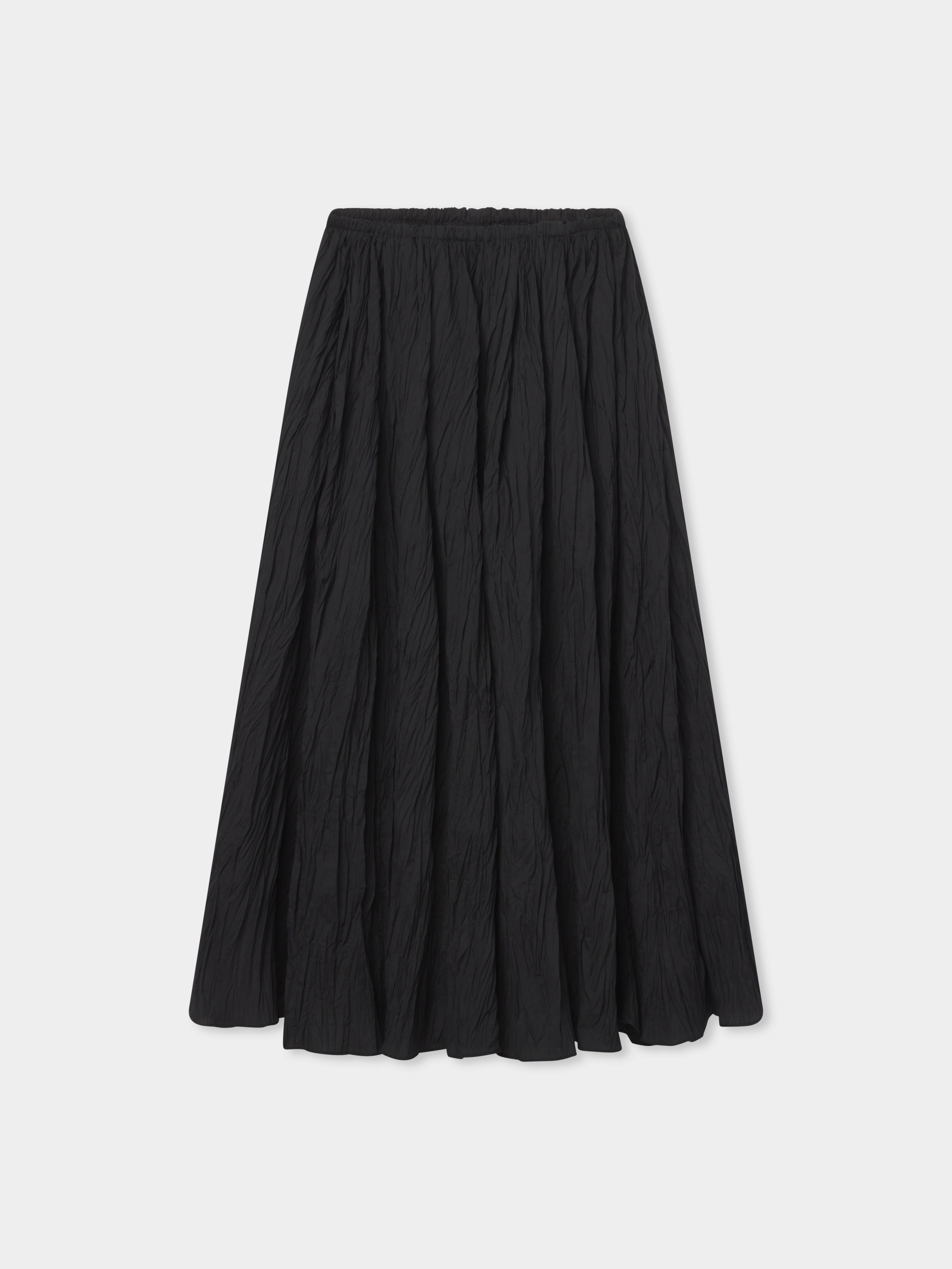 Plissé Skirt in Crinkled Cotton - Black