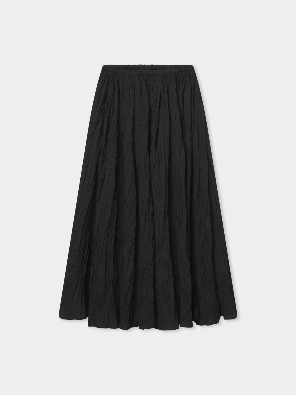 Plissé Skirt in Crinkled Cotton - Black - CO