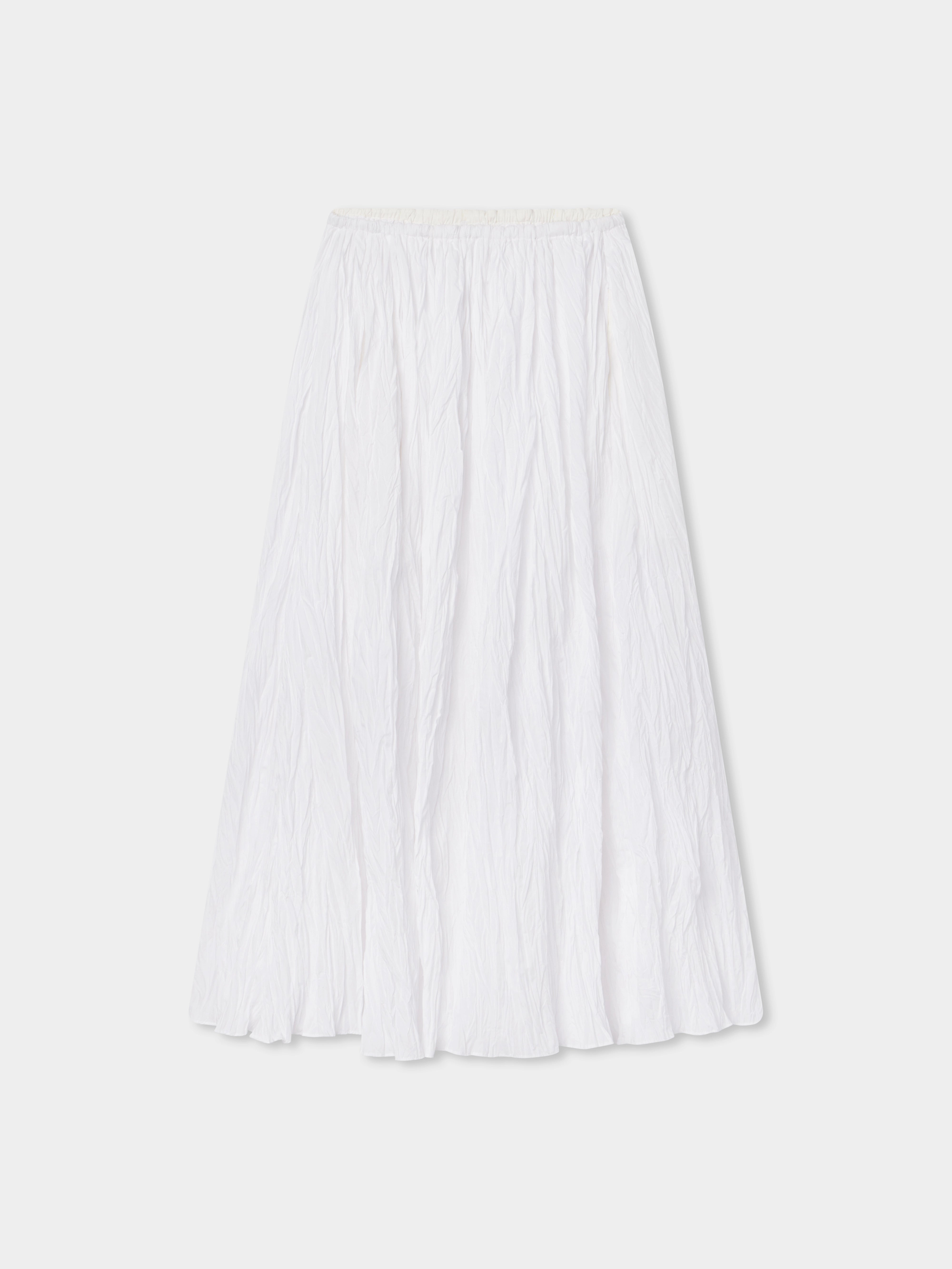 Plissé Skirt in Crinkled Cotton - Optic White