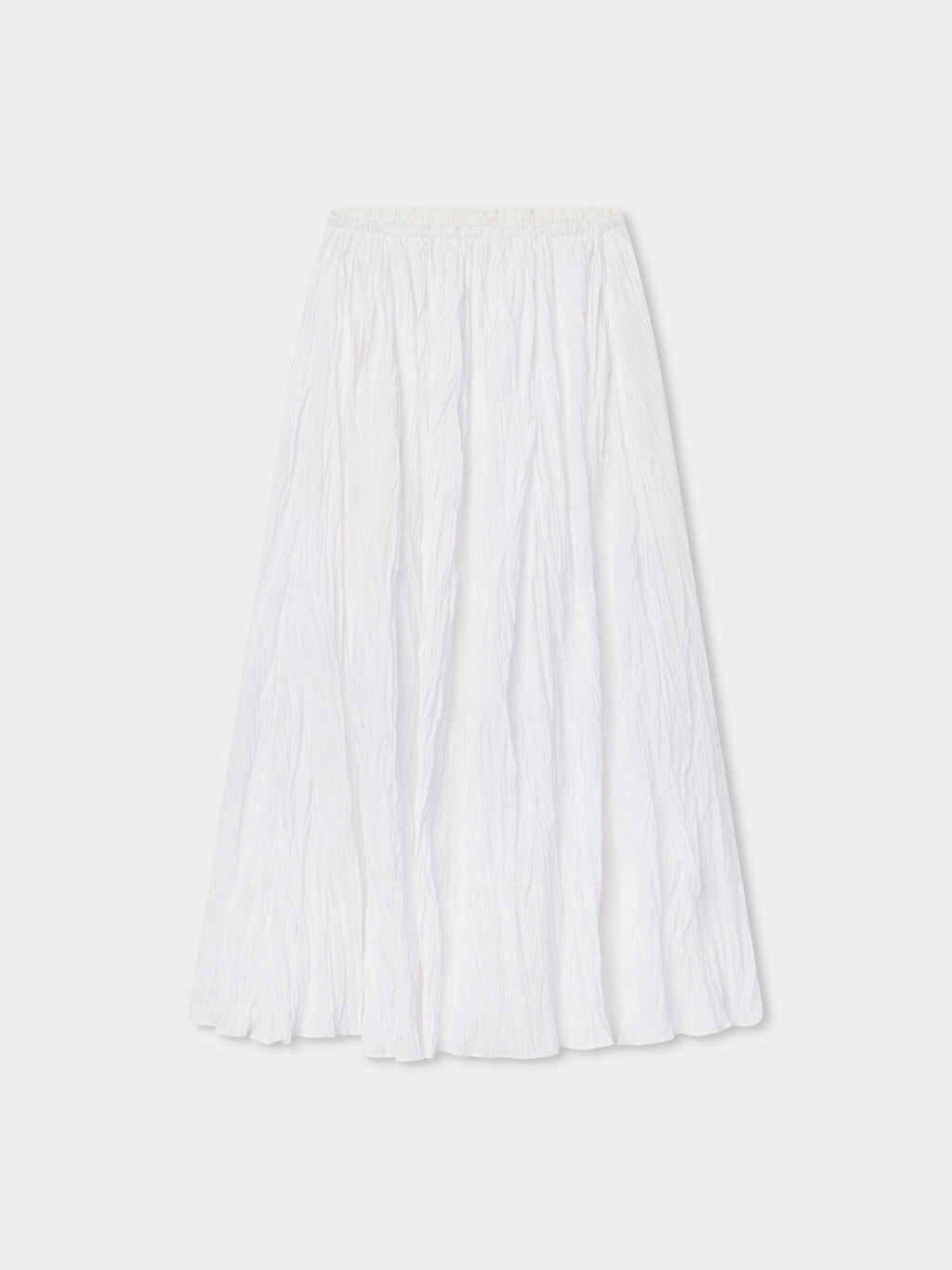 Plissé Skirt in Crinkled Cotton - Optic White - CO