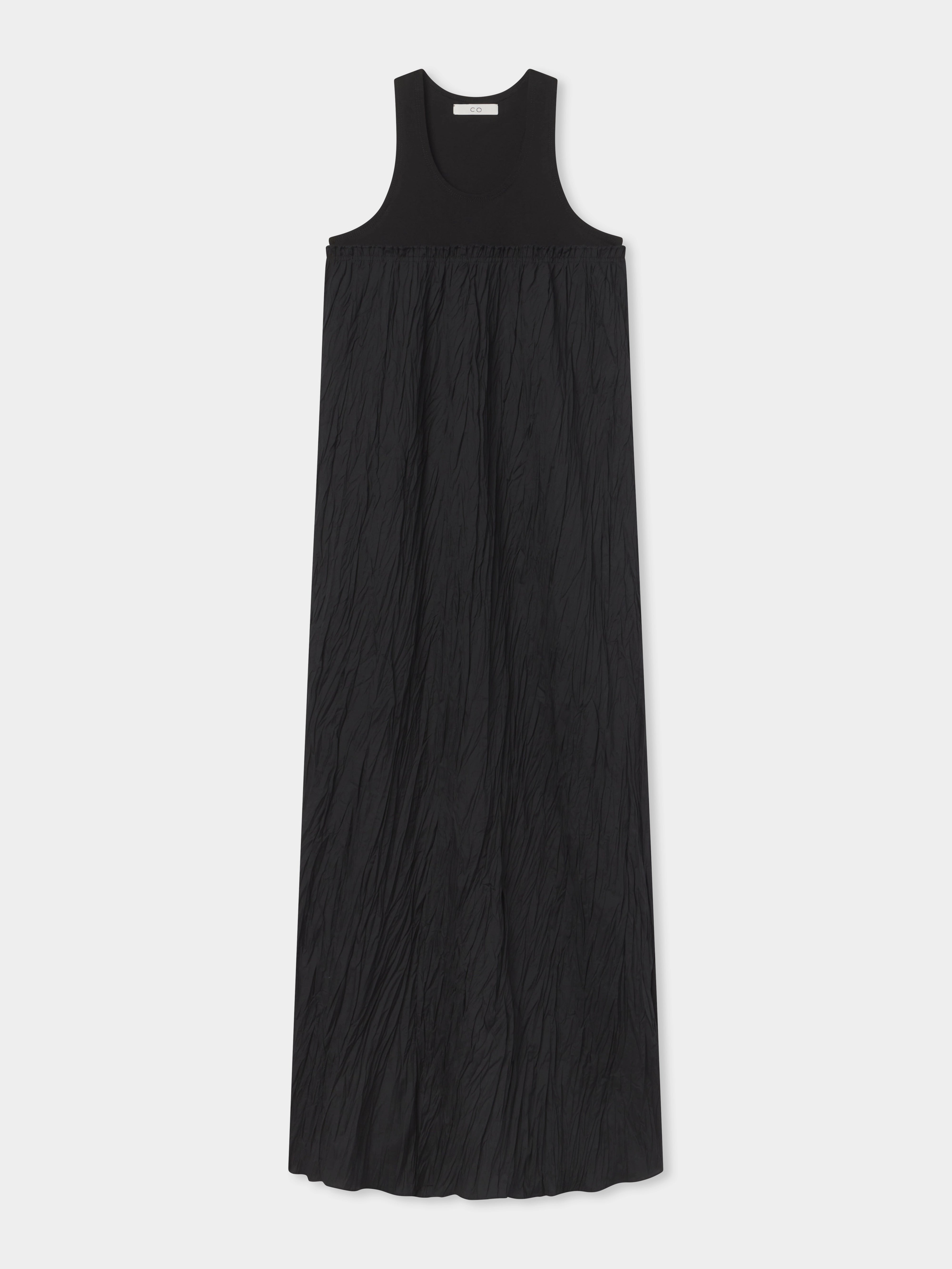 Plissé Tank Dress - Black