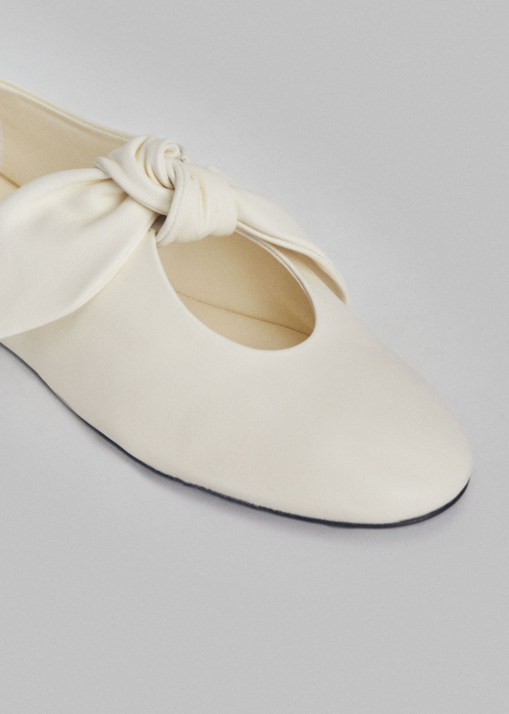 Bow Flat in Nappa Leather - Ivory - CO