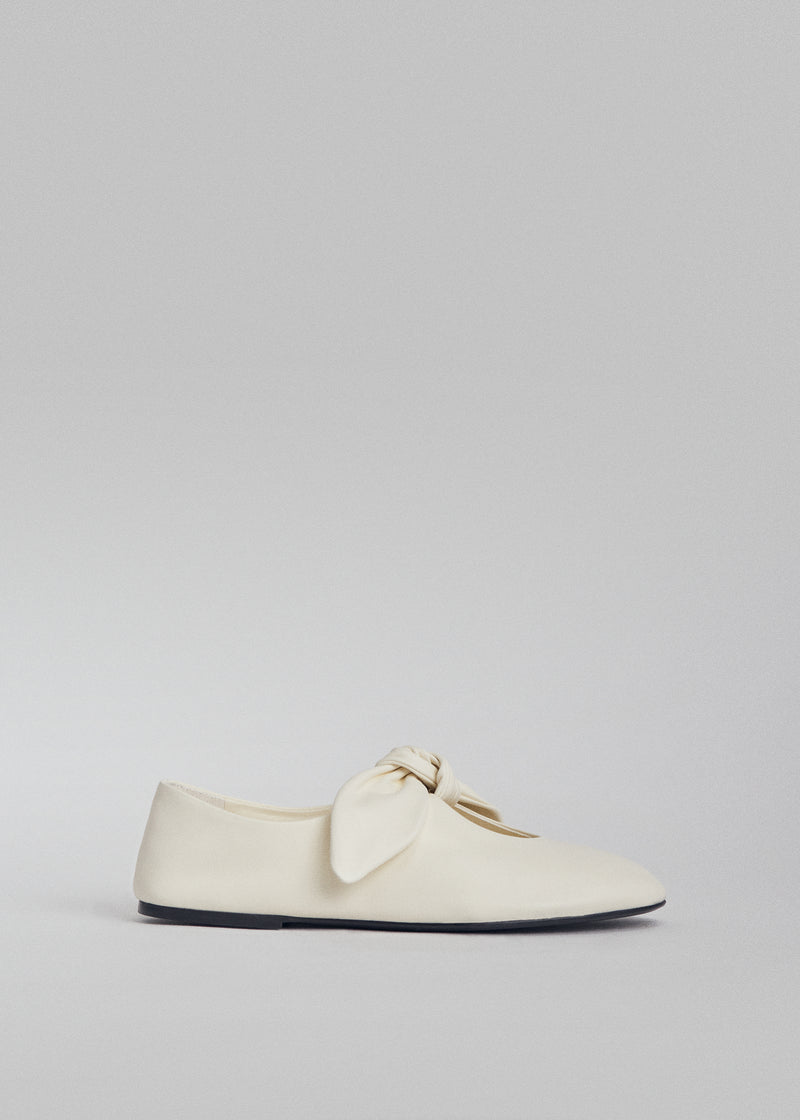 Bow Flat in Nappa Leather - Ivory - CO