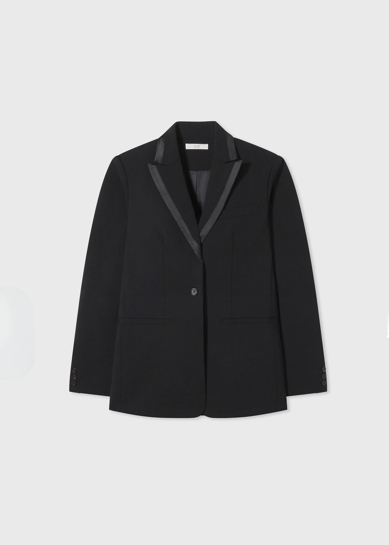 Tuxedo Jacket in Wool and Silk - Black