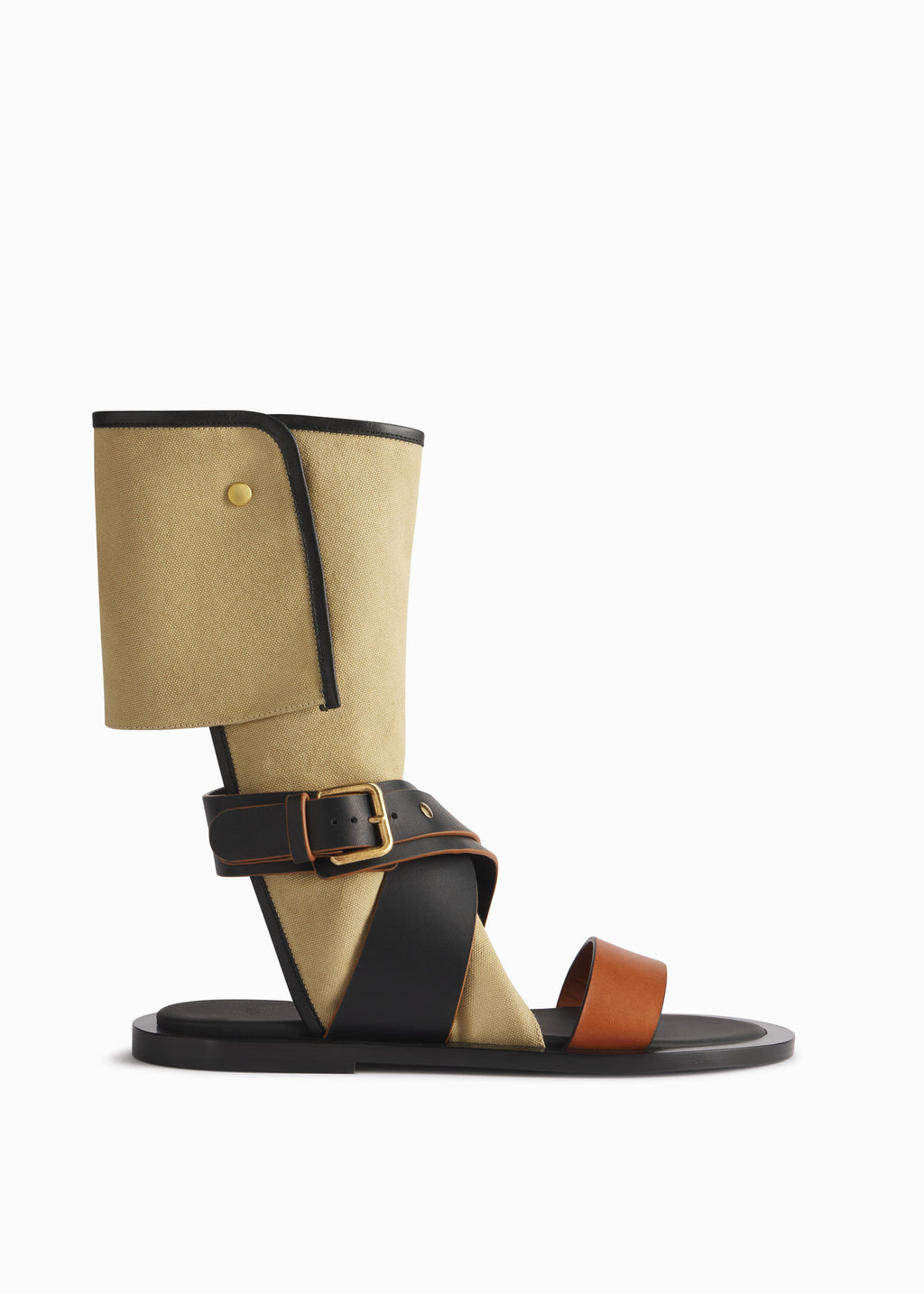 Canvas Gladiator Wrap Sandal in Ecru - CO