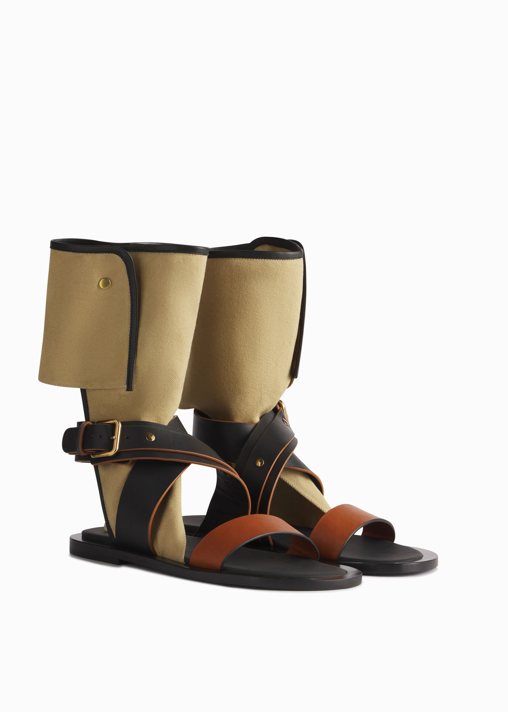 Canvas Gladiator Wrap Sandal in Ecru - CO