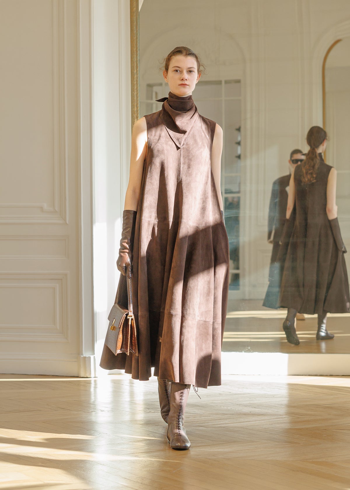 Aline Tank Dress in Suede - Chocolate