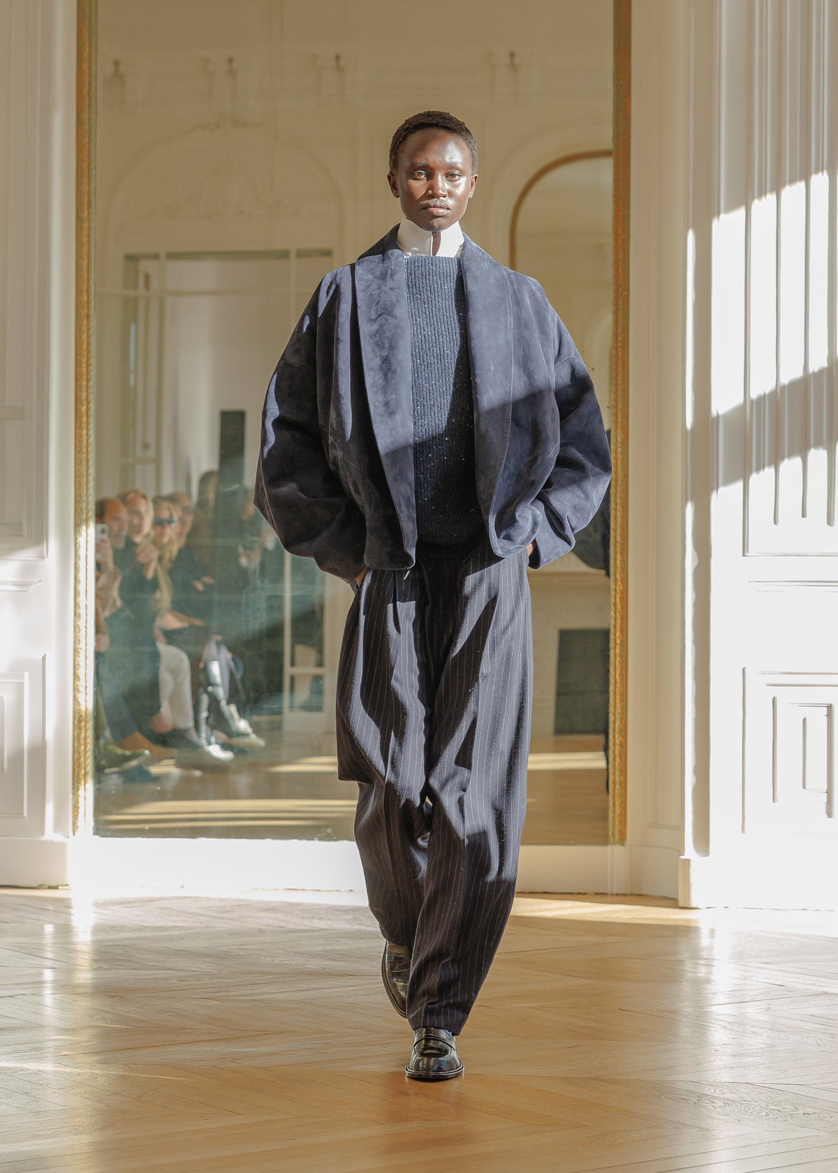 Wrap Jacket in Suede - Navy