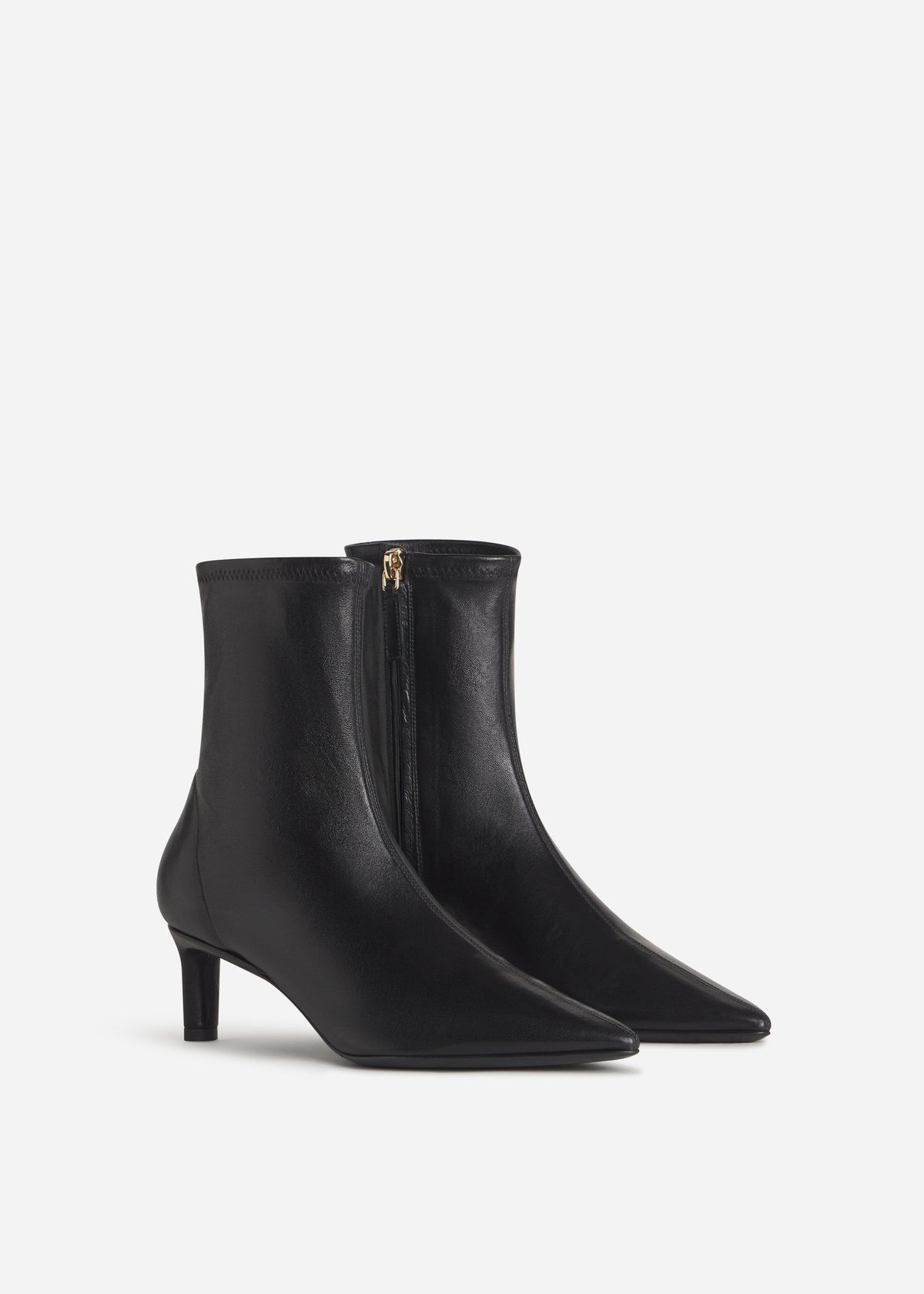 Pointed Heel Bootie in Stretch Leather - Black, image 1 of 3