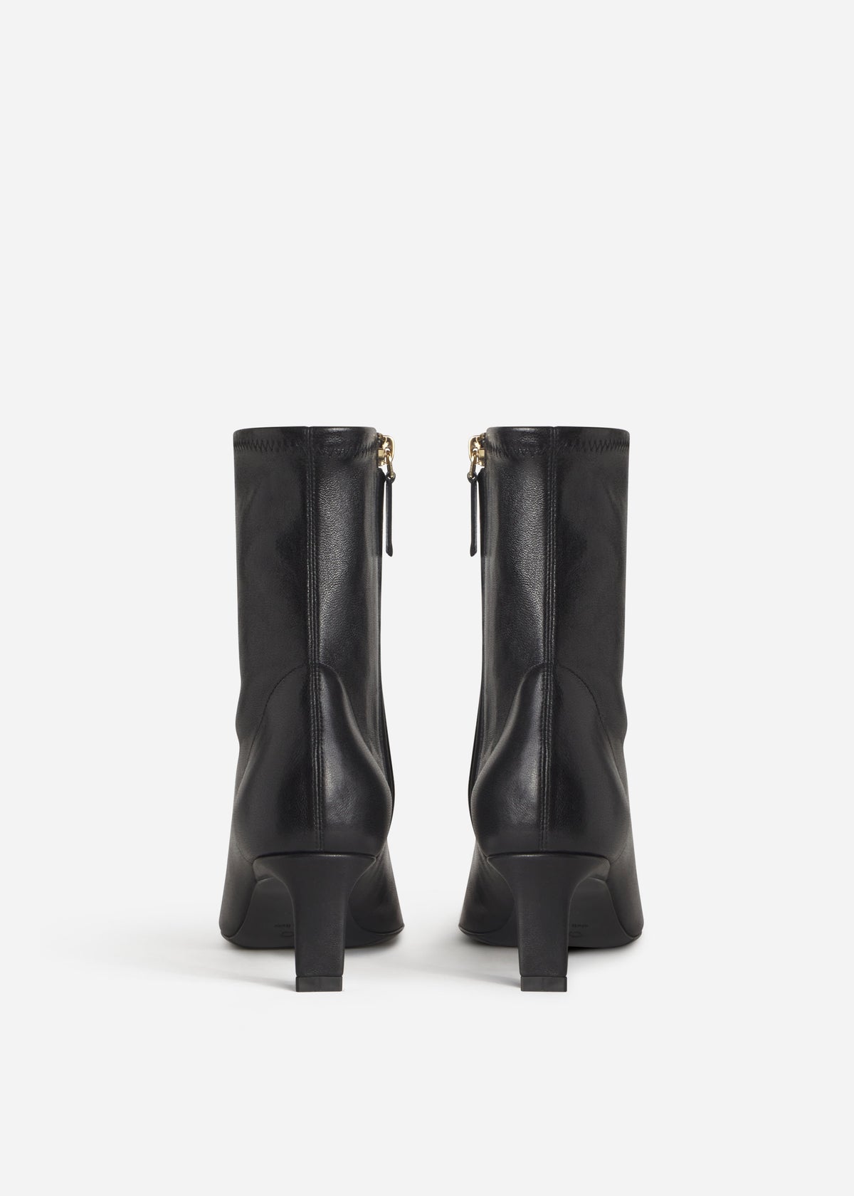 Pointed Heel Bootie in Stretch Leather - Black, image 3 of 3