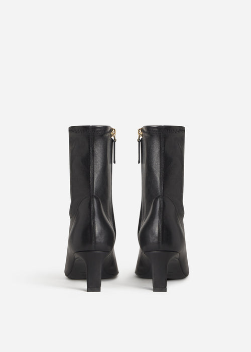 Pointed Heel Bootie in Stretch Leather - Black, image 3 of 3
