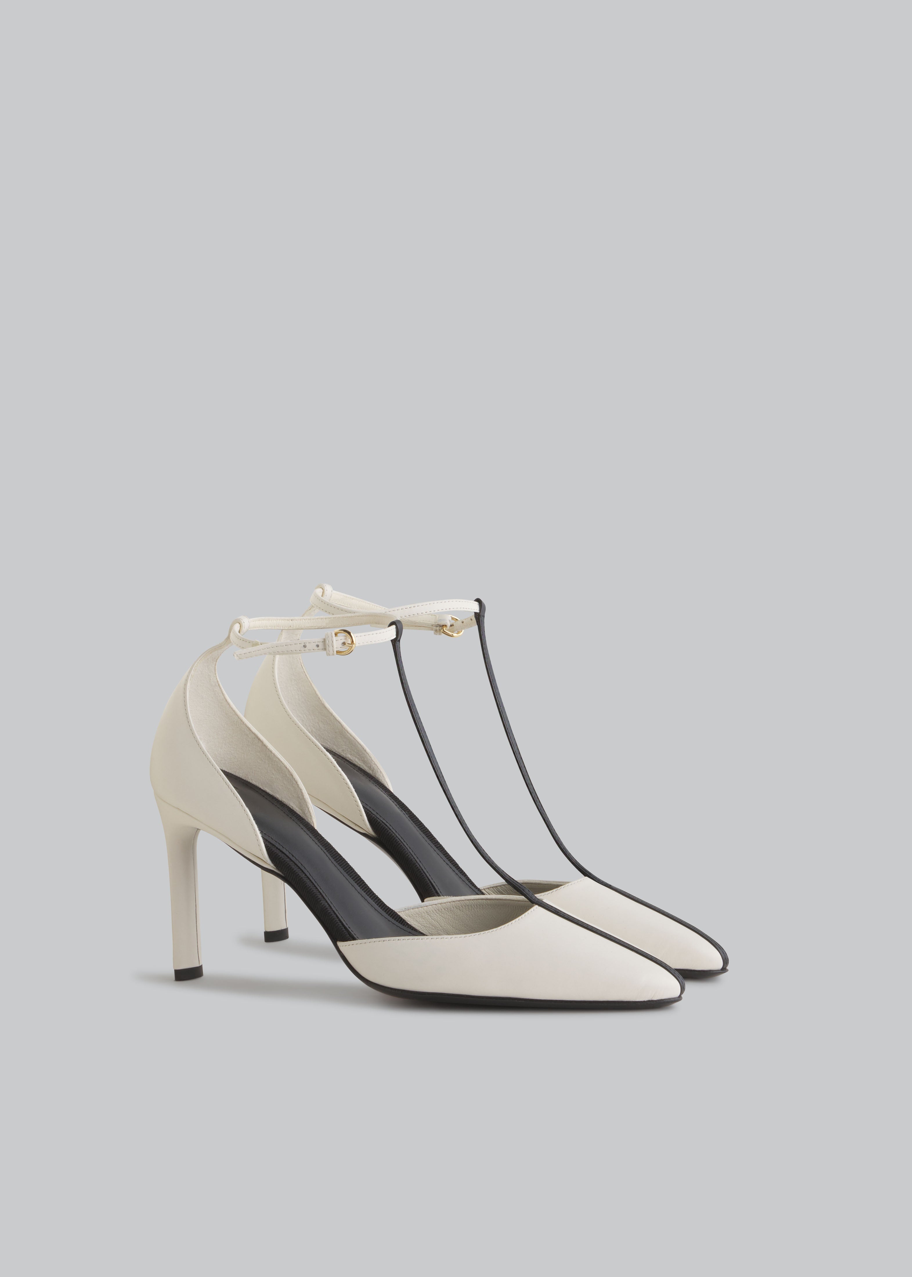 T-Strap D'orsay Heel in Leather - Ivory