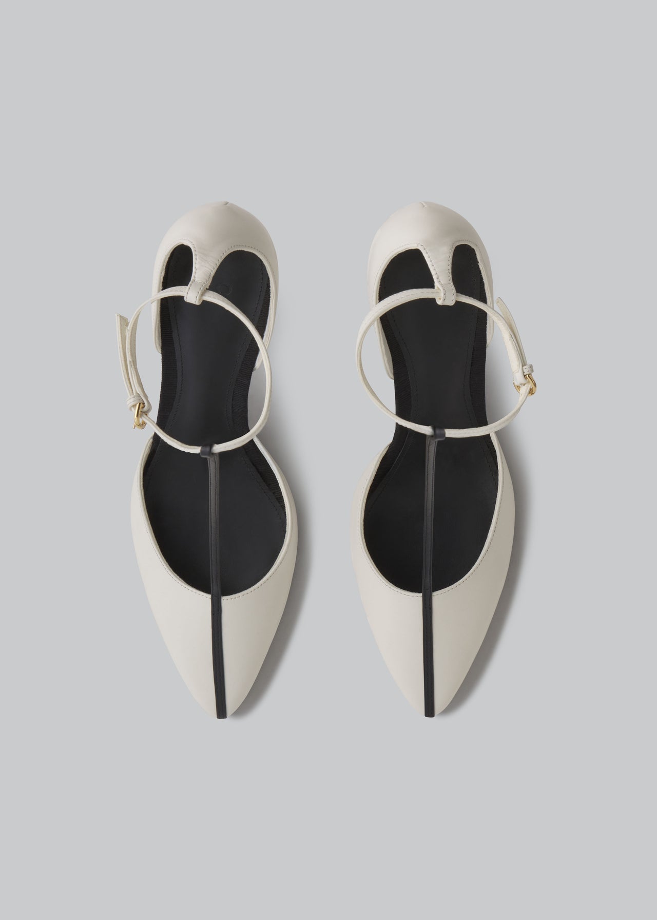 T-Strap D'orsay Heel in Leather - Ivory