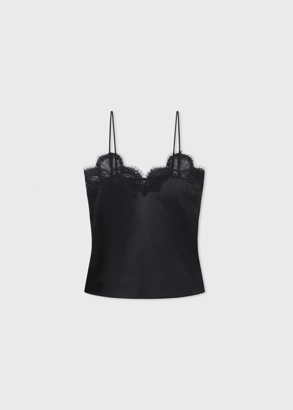 Lace Camisole in Silk Satin - Black - CO