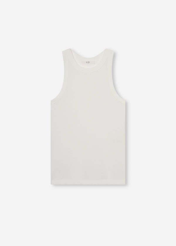 Sporty Tank in Cotton Jersey - Ivory - CO