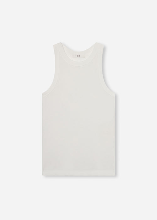 Fitted Tank in Cotton Jersey - Ivory, image 4 of 4