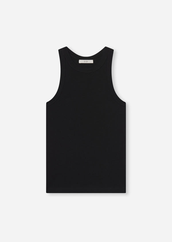 Fitted Tank in Cotton Jersey - Black - CO