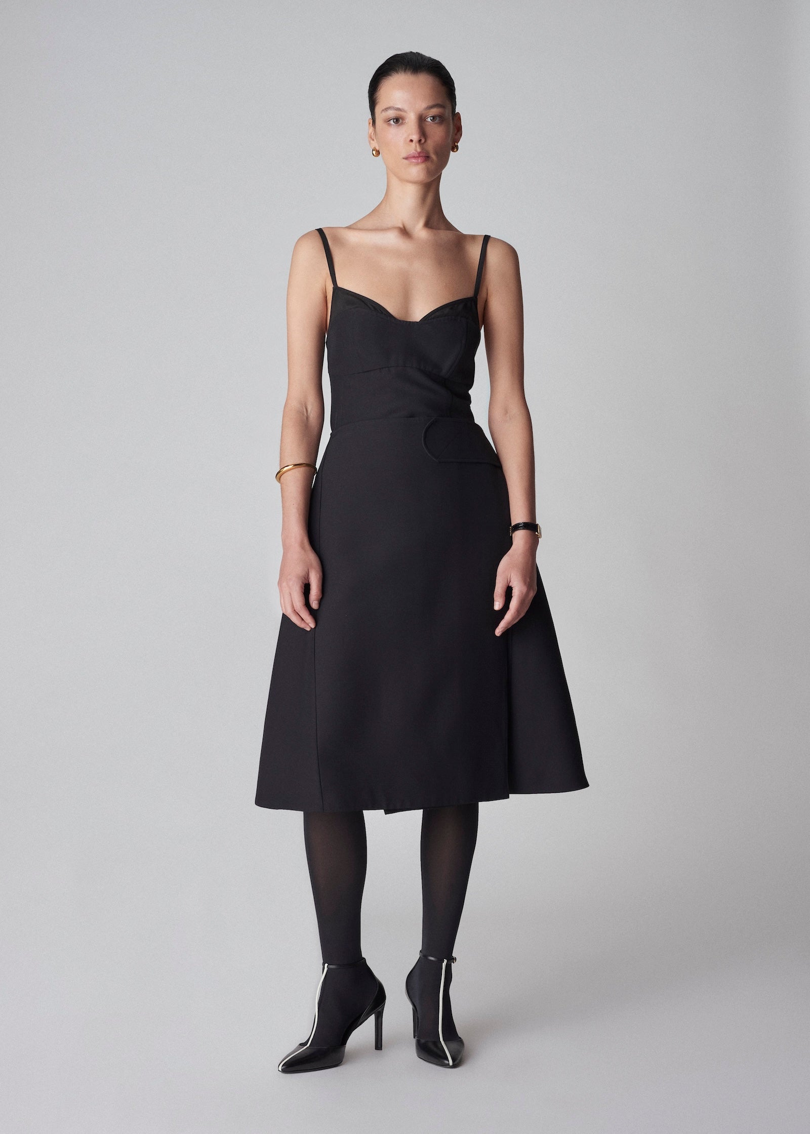 A-Line Wrap Skirt in Smooth Faille - Black - CO