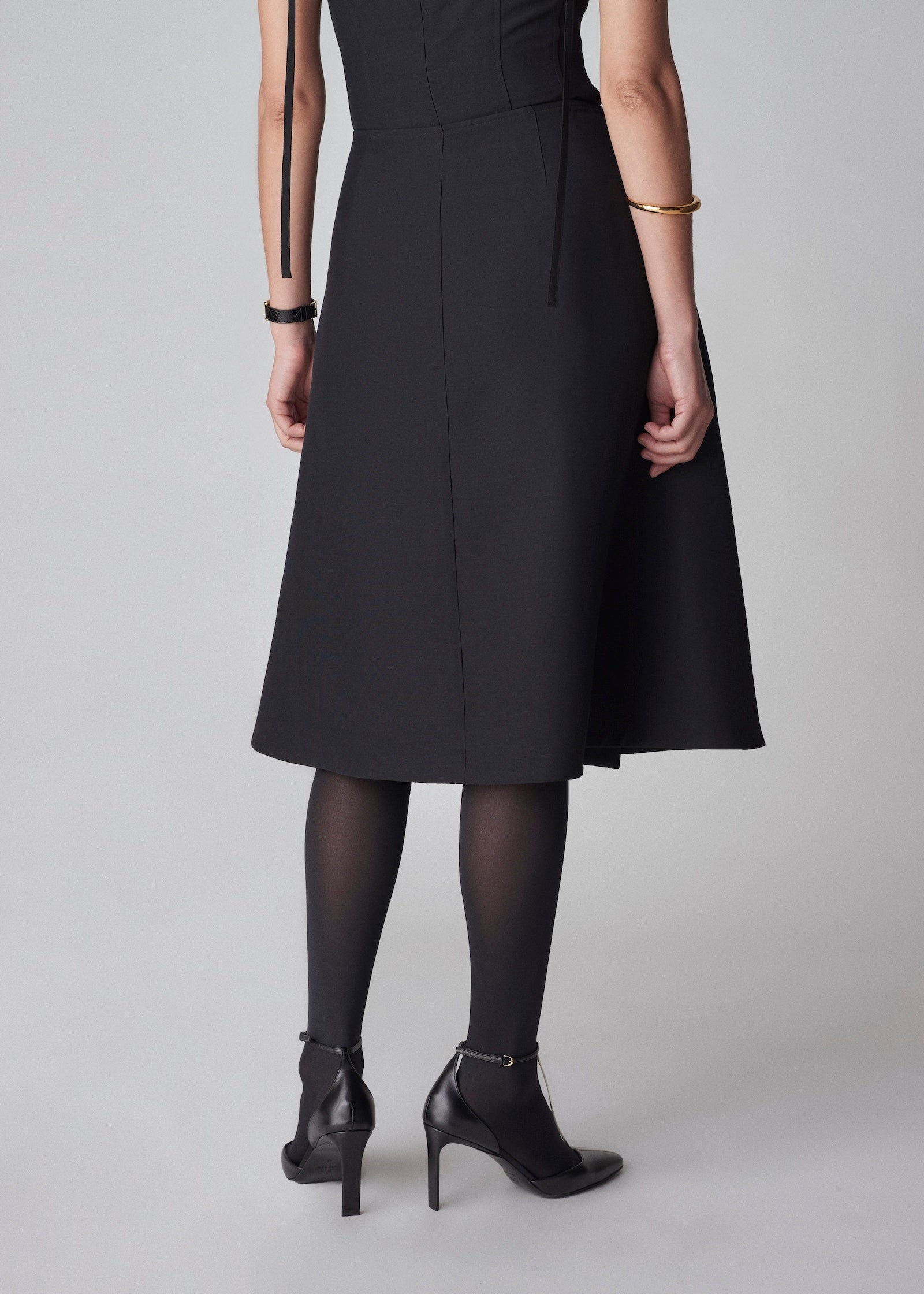 A-Line Wrap Skirt in Smooth Faille - Black