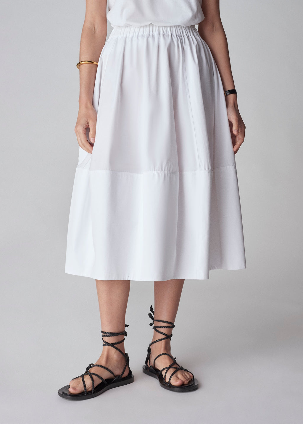 Full Skirt in Cotton Poplin - White - CO