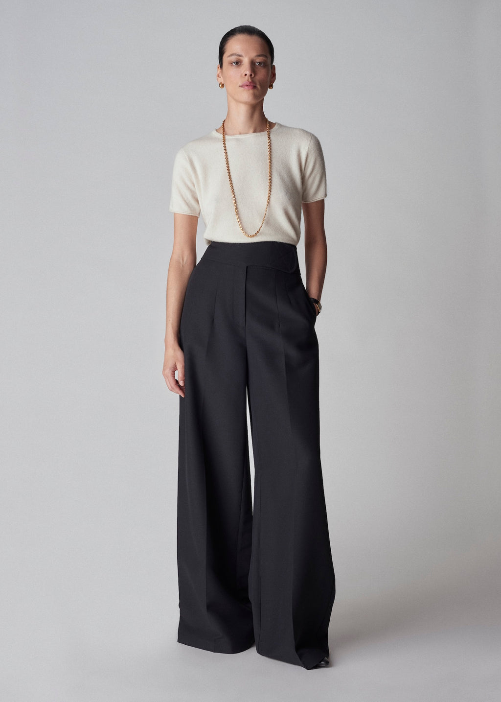 High Waist Trouser with Wide Belt - Black - CO