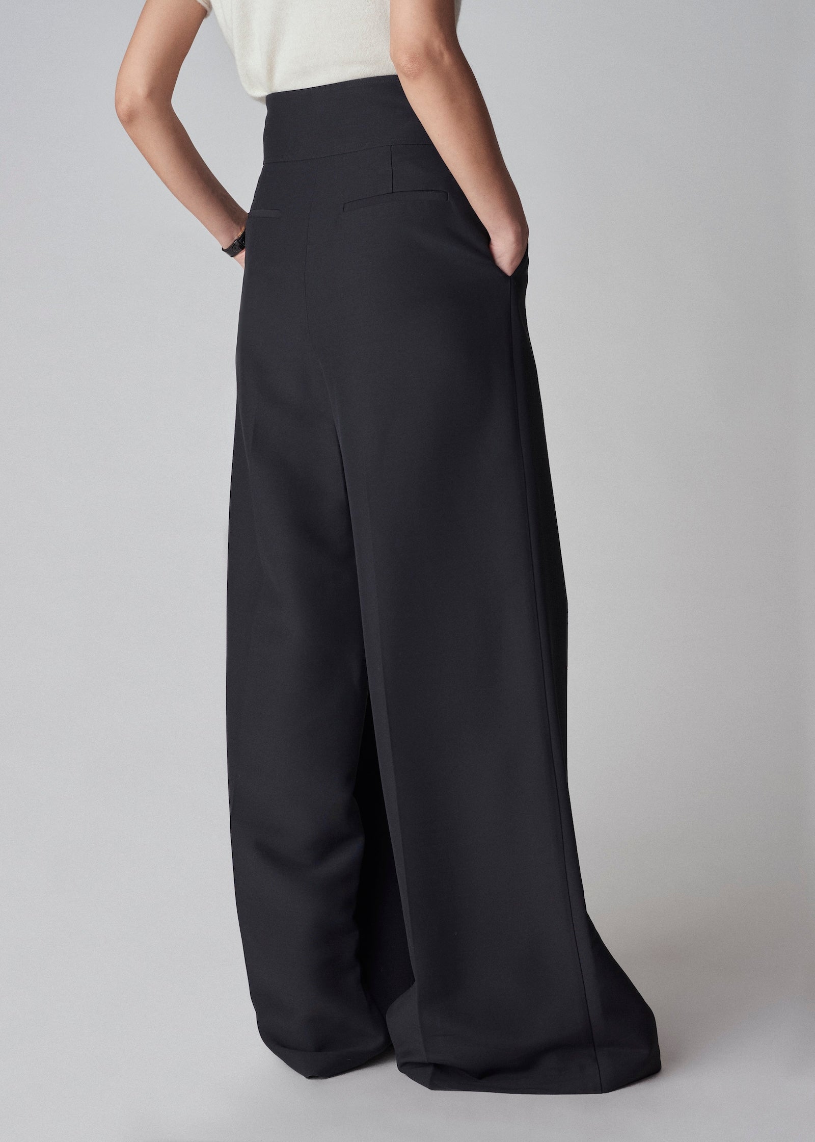 High Waist Trouser with Wide Belt - Black