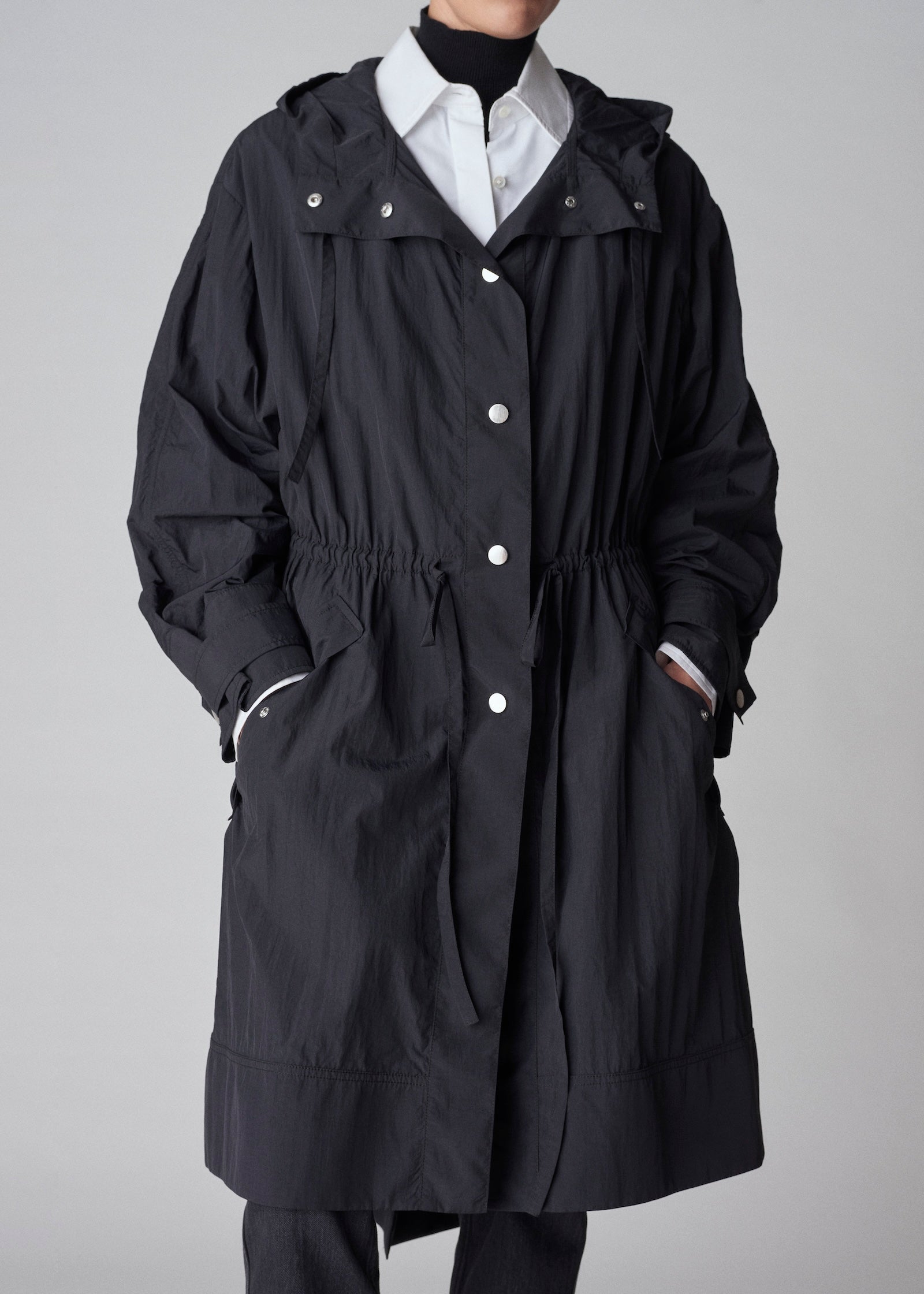 Hooded Parka in Nylon - Black