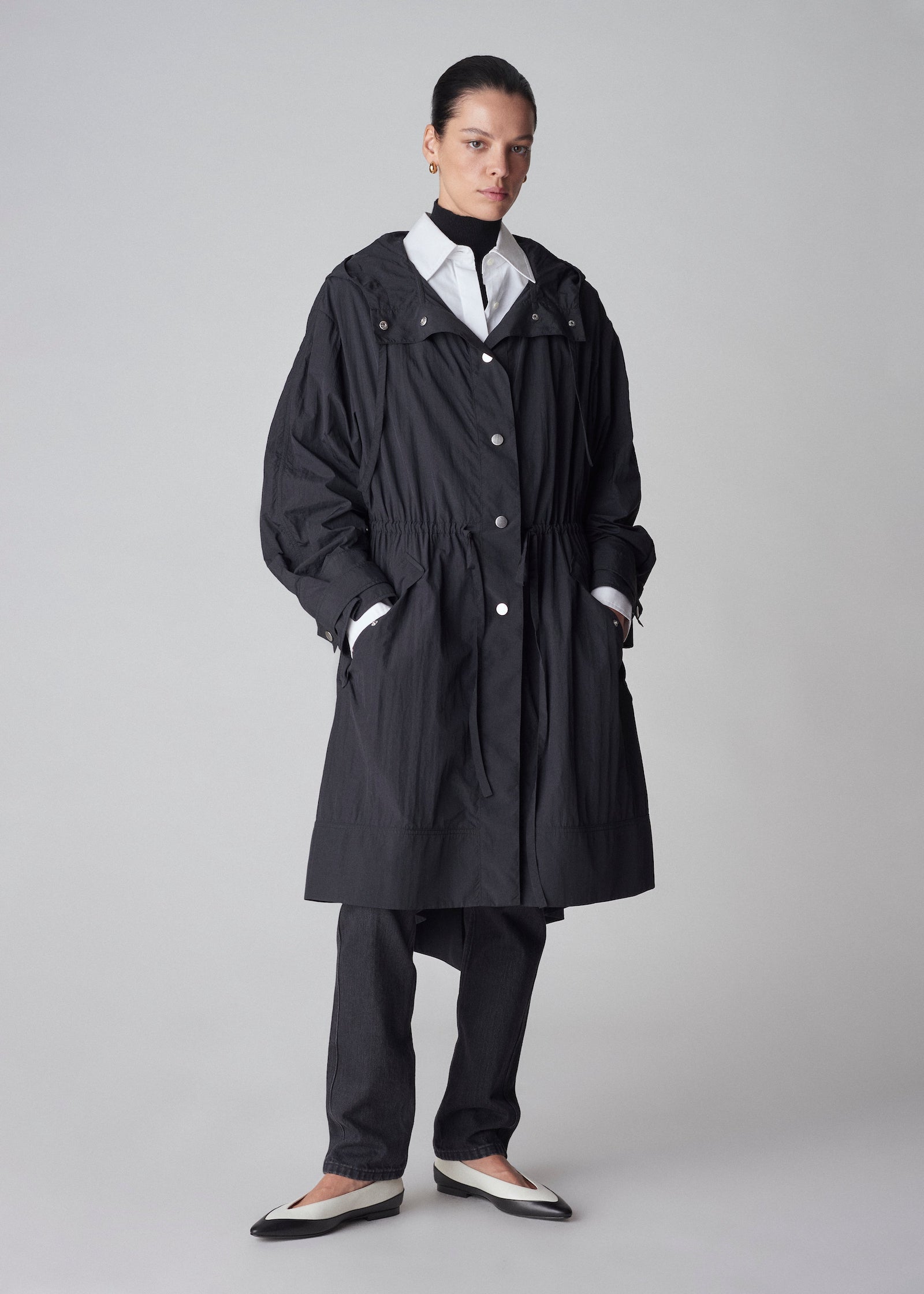 Hooded Parka in Nylon - Black