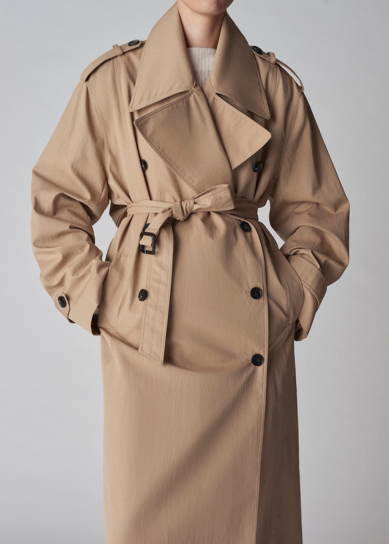 Oversized Trench in Cotton Twill - Camel - CO