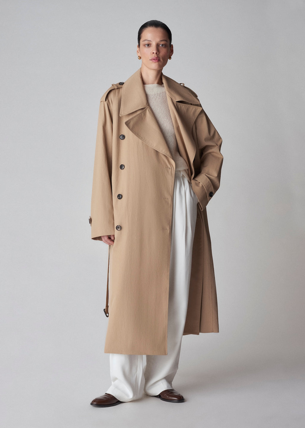 Oversized Trench in Cotton Twill - Camel - CO
