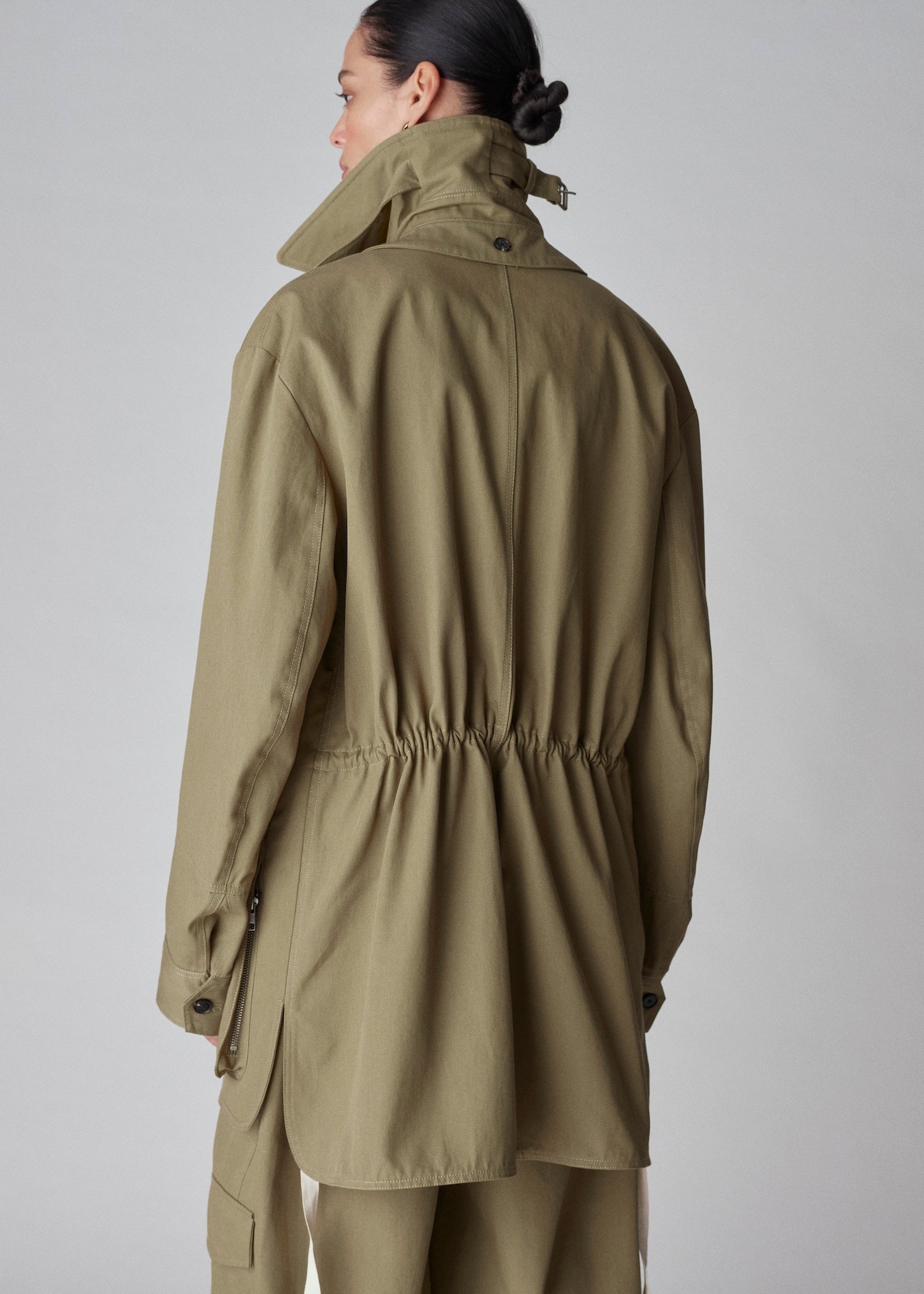 Oversized Field Jacket in Cotton Canvas - Sage