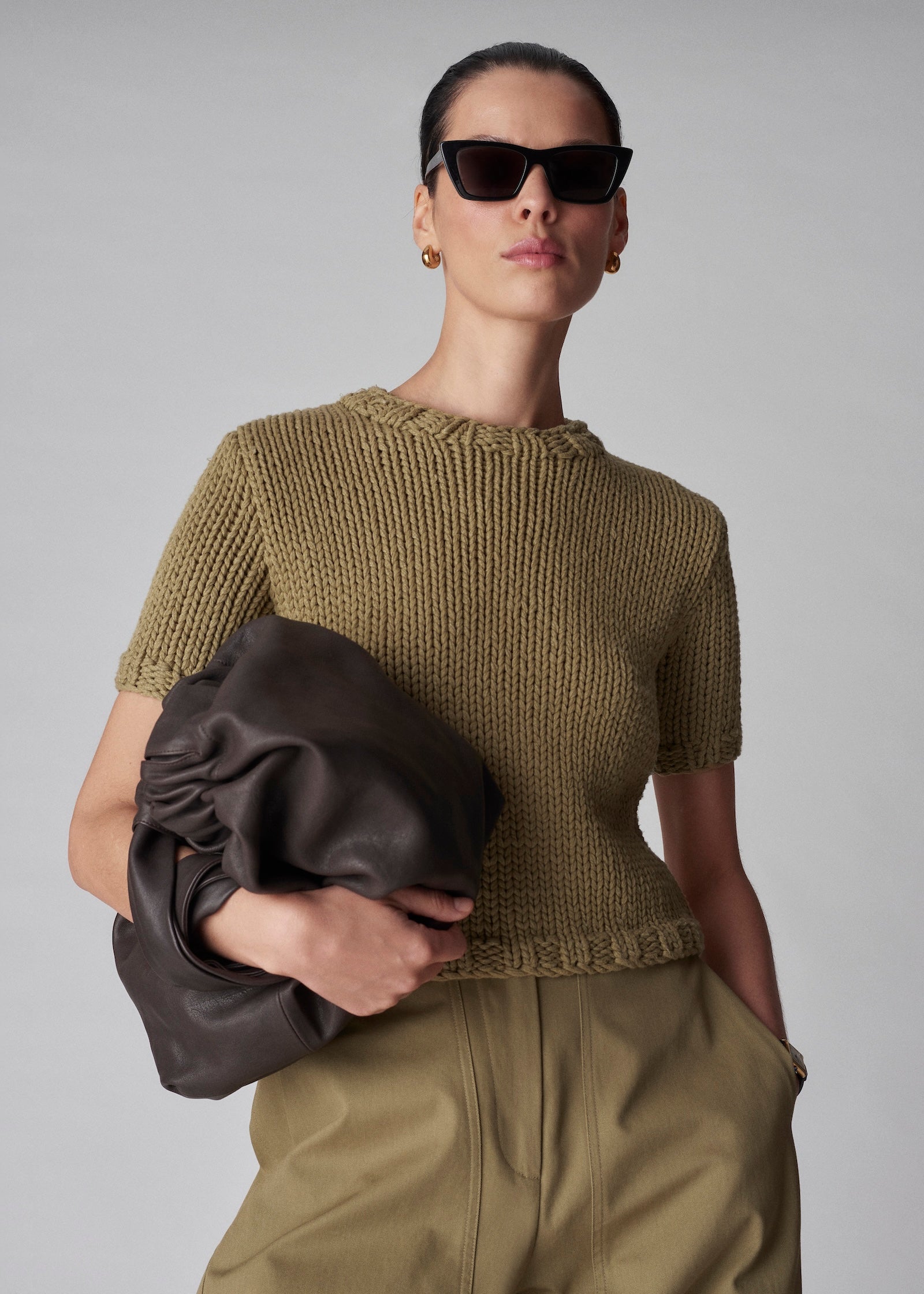 Fitted Sweater in Cotton Knit - Sage - CO