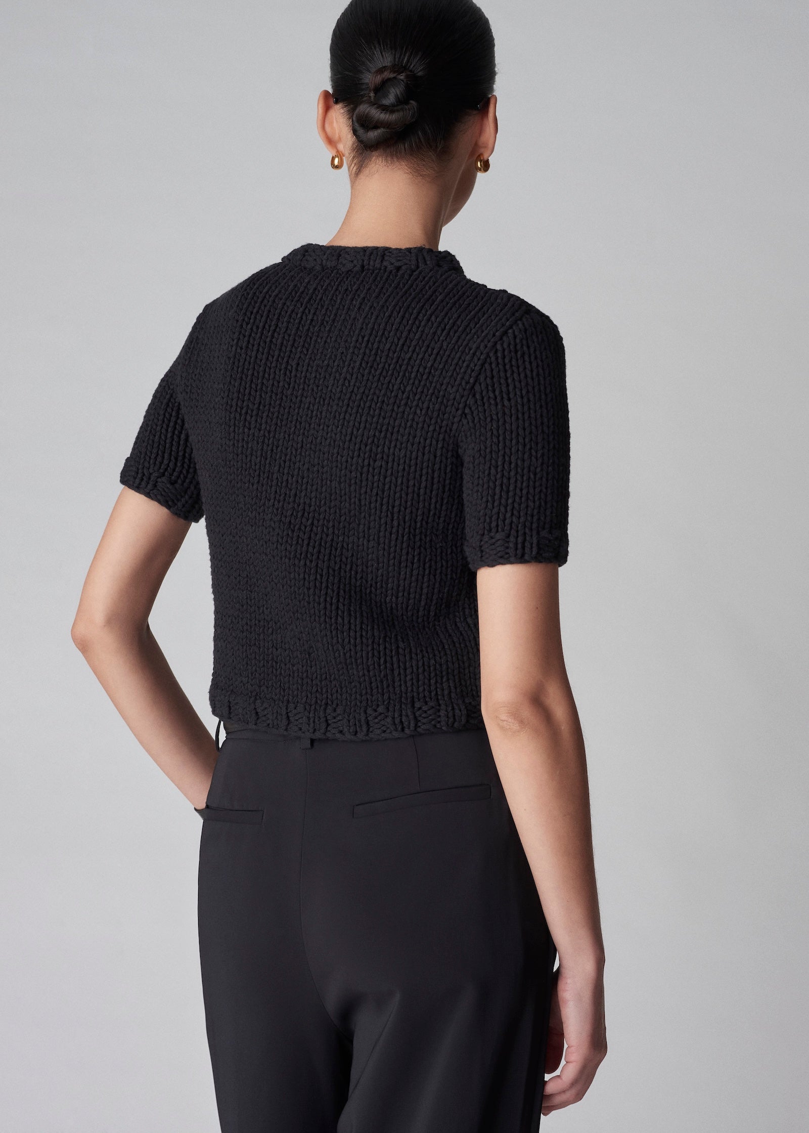 Fitted Sweater in Cotton Knit - Black