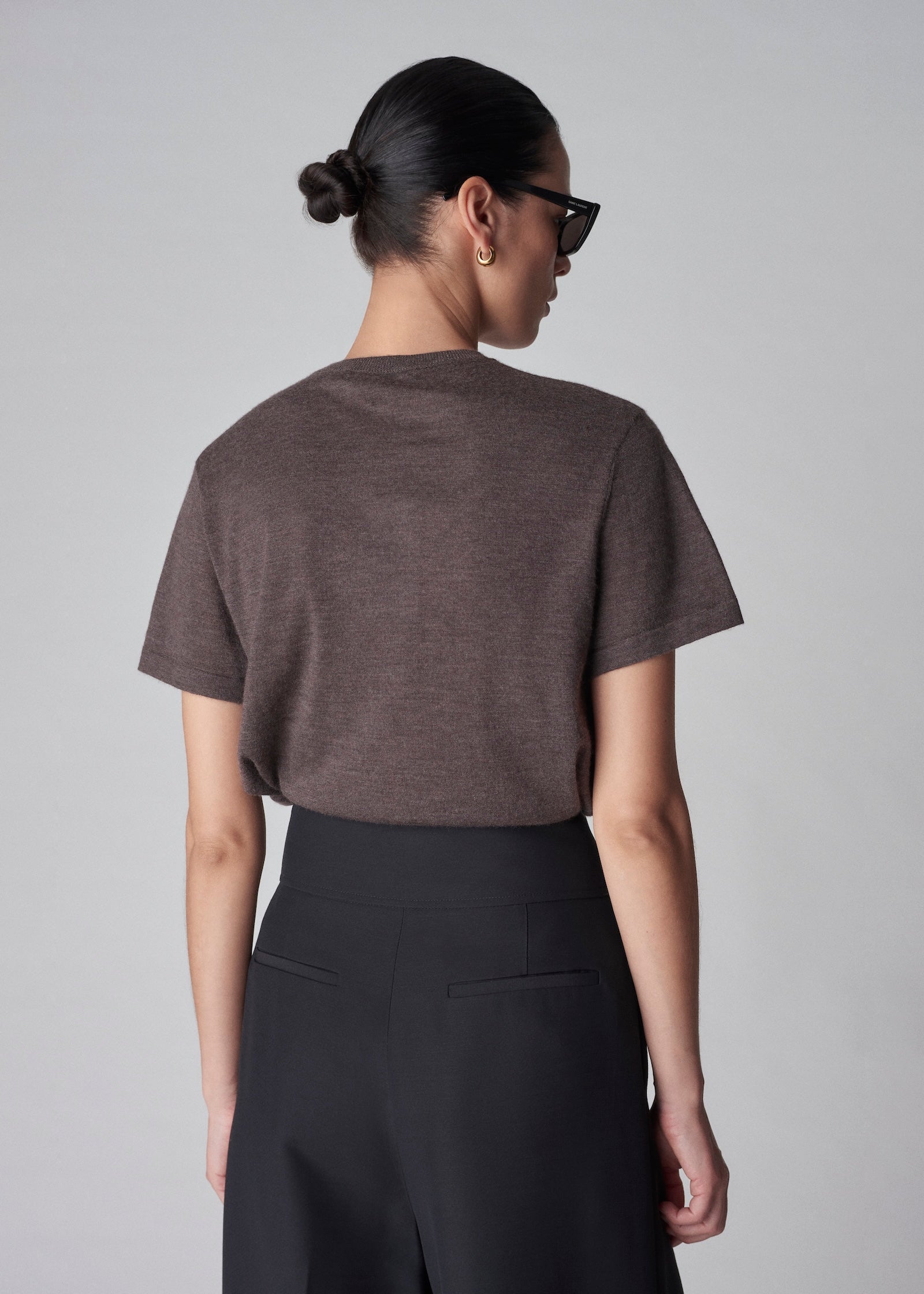 T-Shirt in Fine Cashmere - Brown