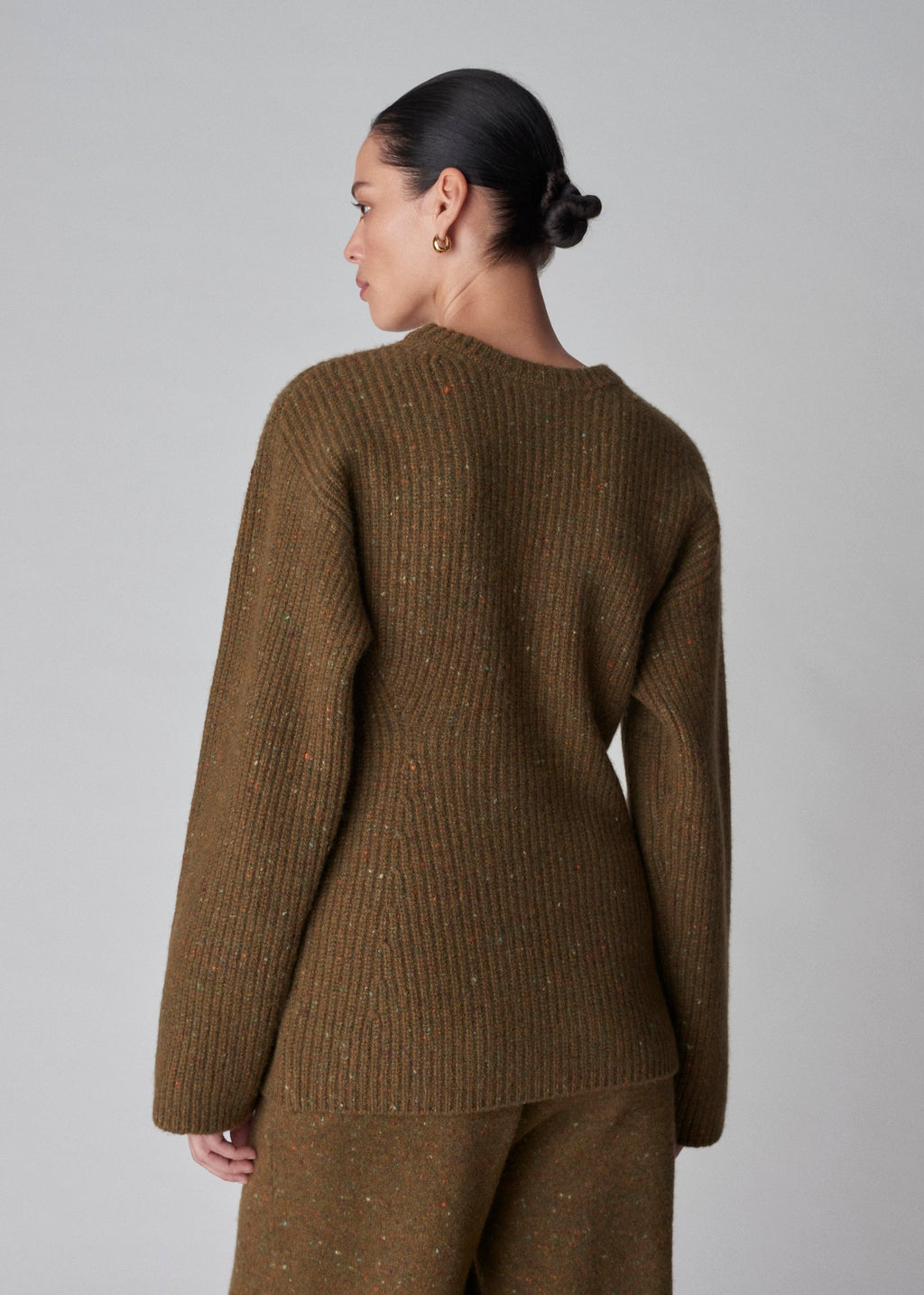 Hourglass Sweater in Tweed Knit - Green Melange - CO