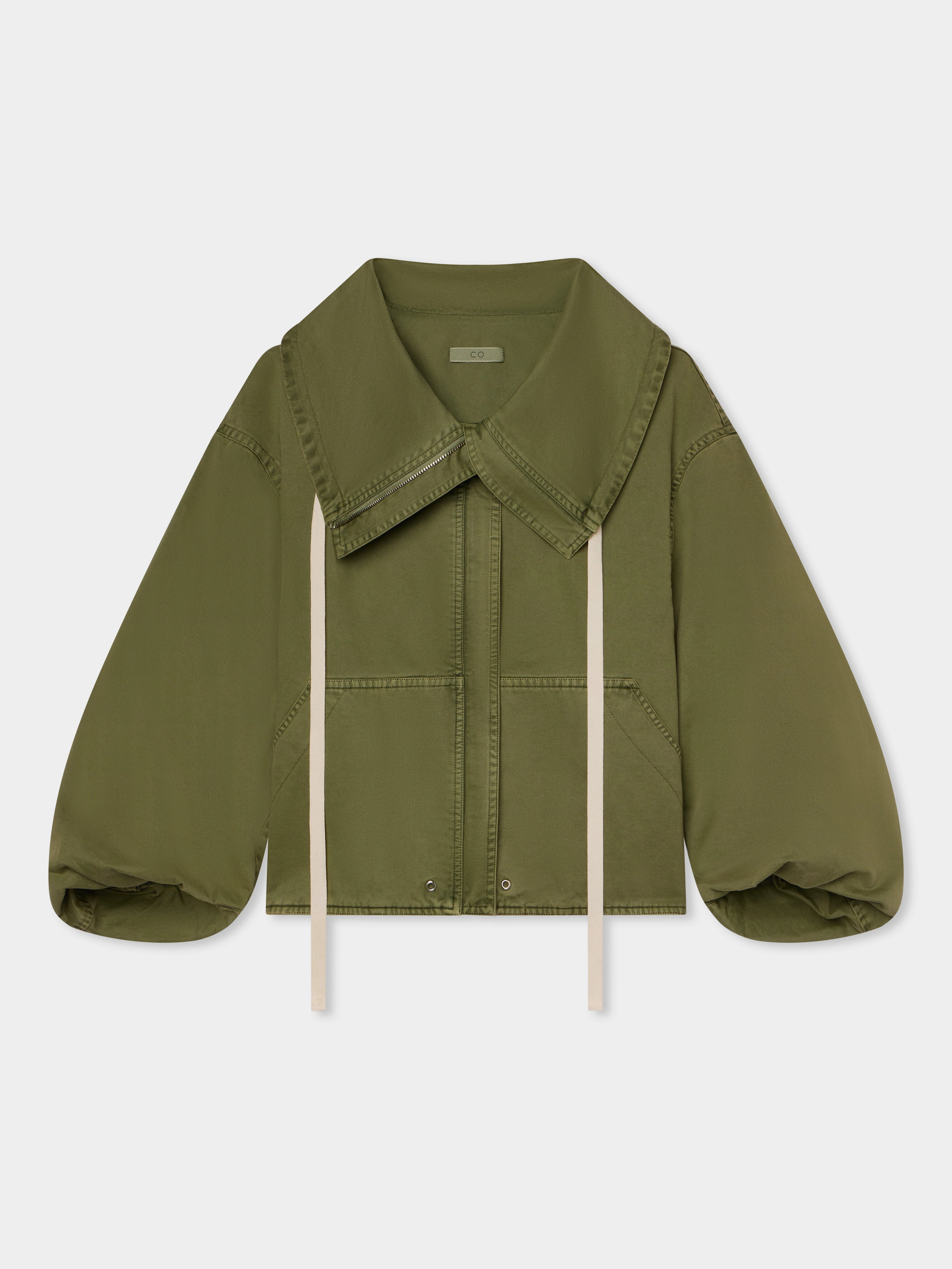 Rolled Collar Jacket - Army Green