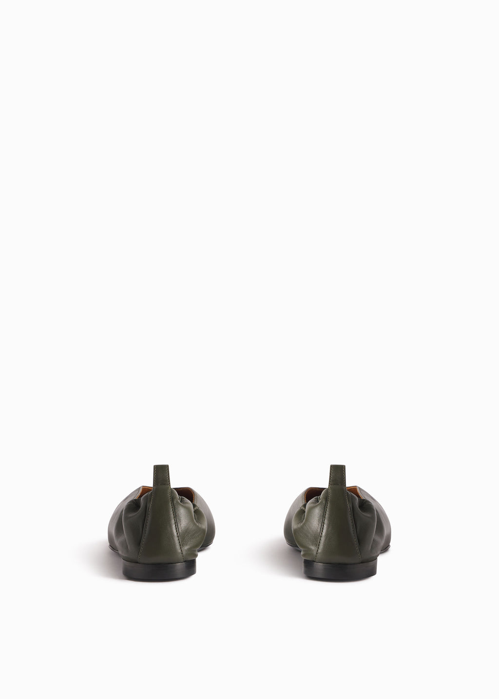 Ruched Back Pointed Flat in Olive - CO