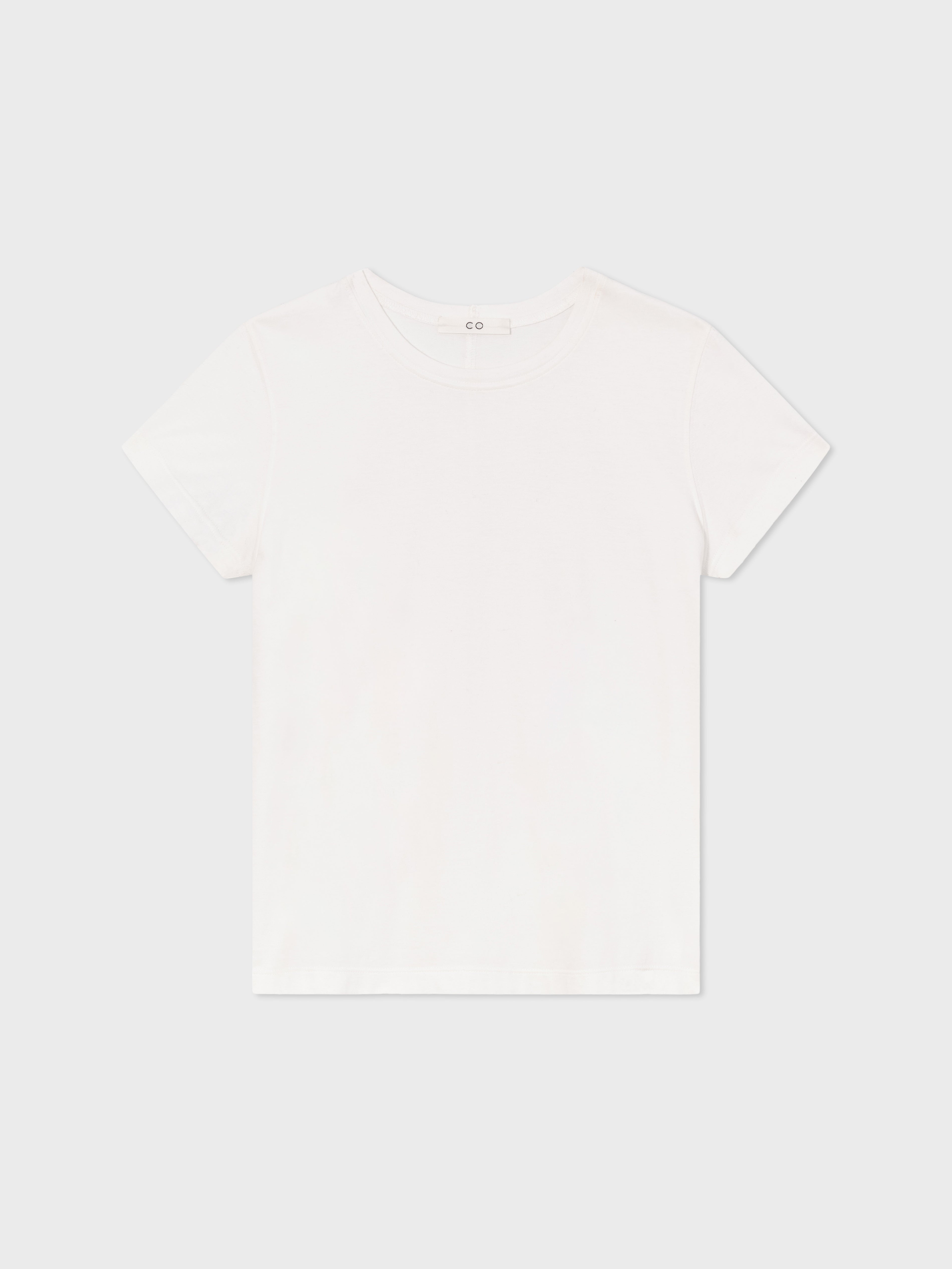 Fitted Tee in Cotton Jersey - White - CO Collections