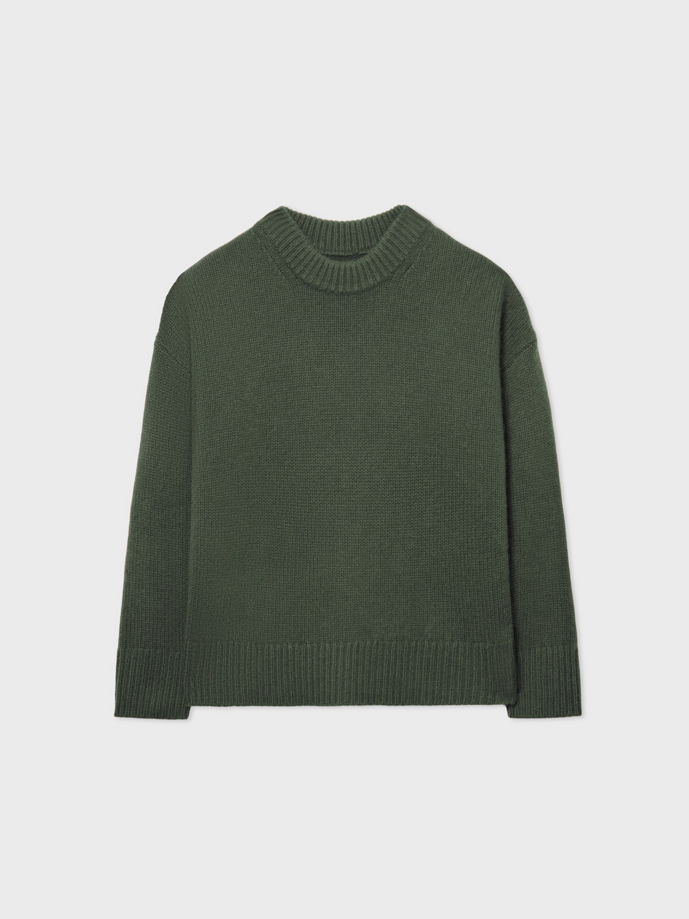Boyfriend Sweater in Cashmere - Olive - CO Collections