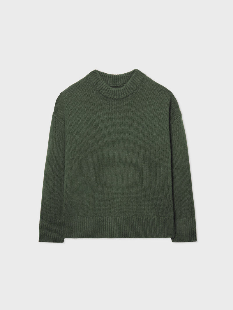 Boyfriend Sweater in Cashmere - Olive - CO